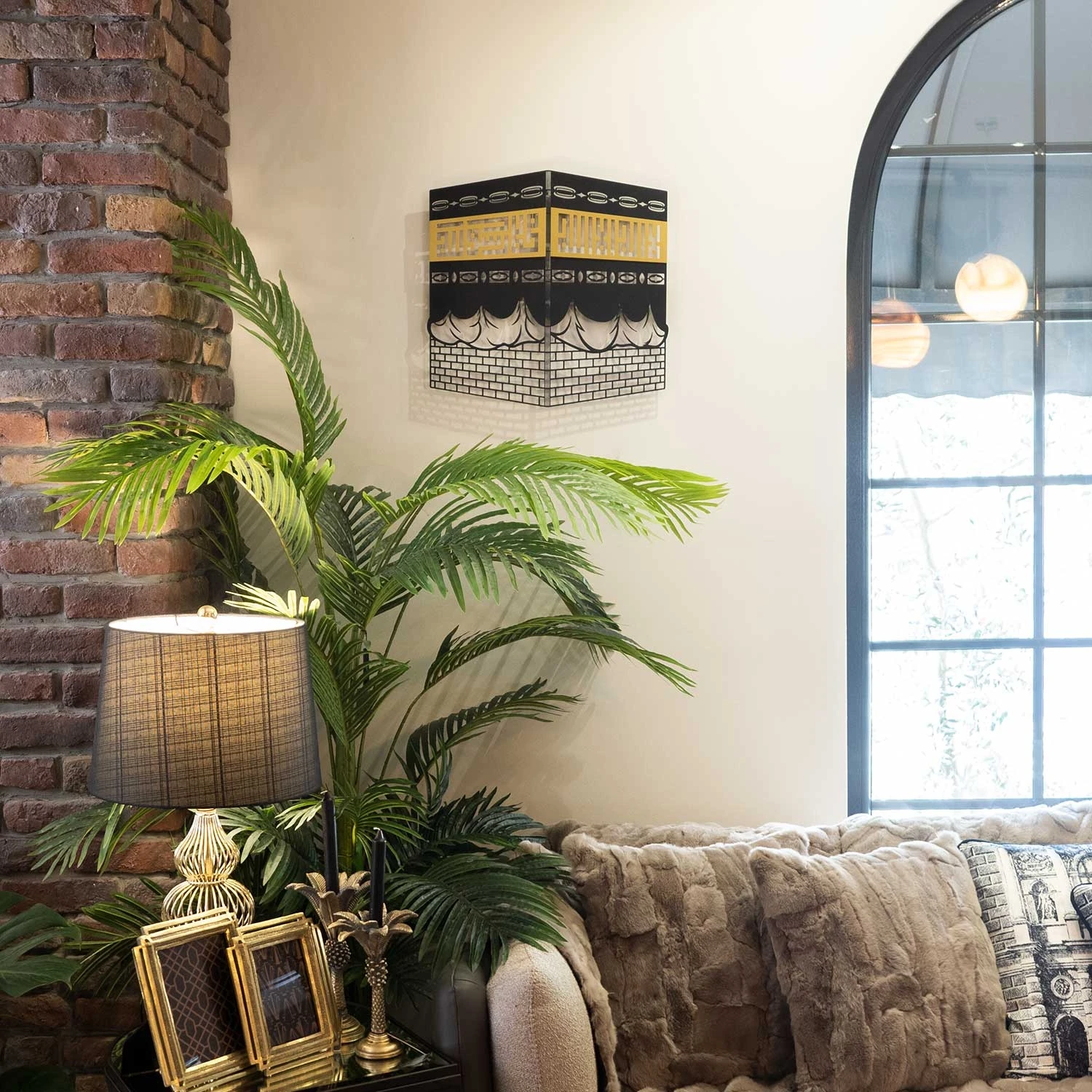 - Kâbe-i Şerif Metal Dini Duvar Tablosu - 48 x 47 cm - İslami Ev Dekorasyonu - WAM121