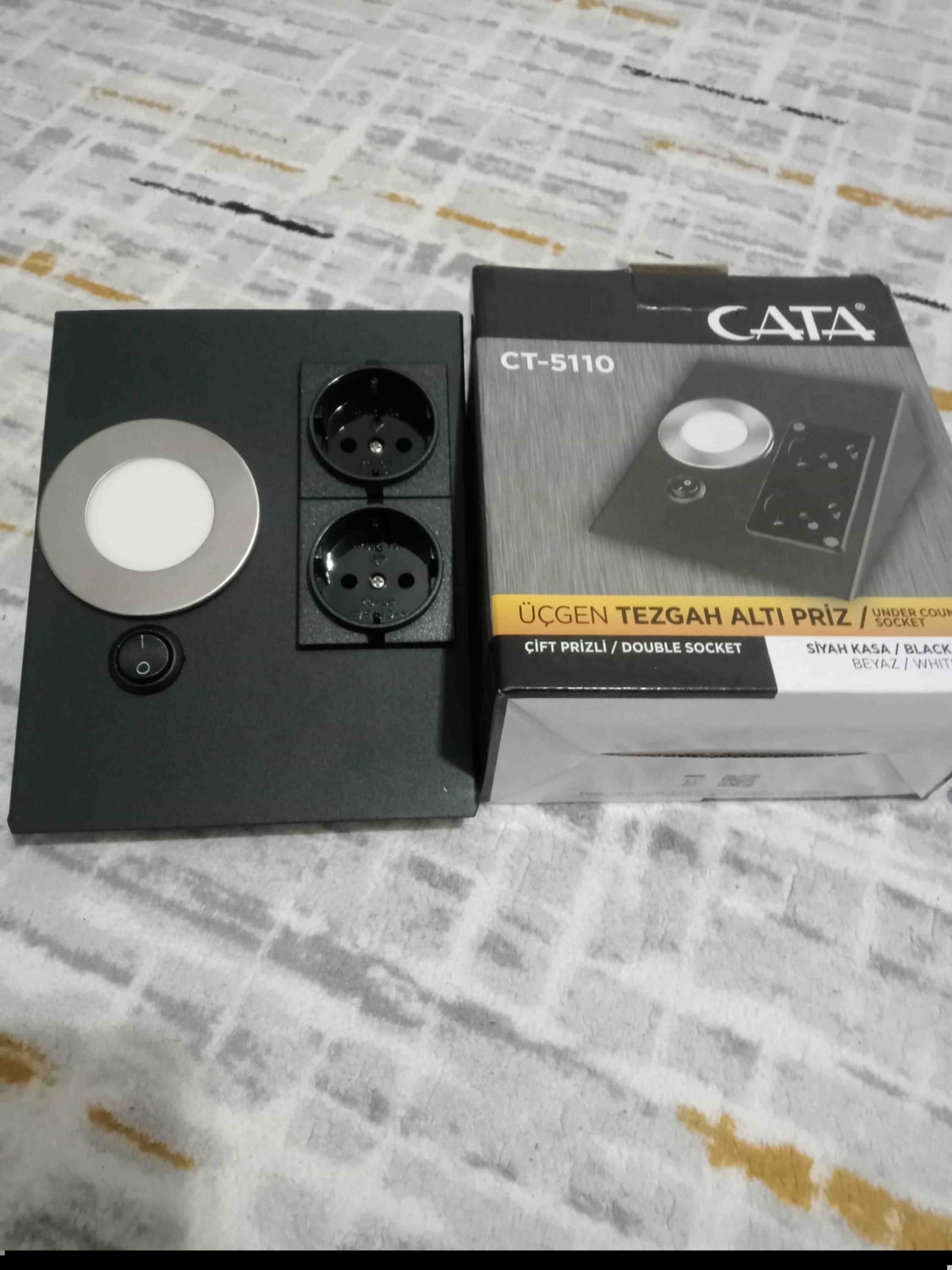 Siyah Kasa Tezgah Altı Priz