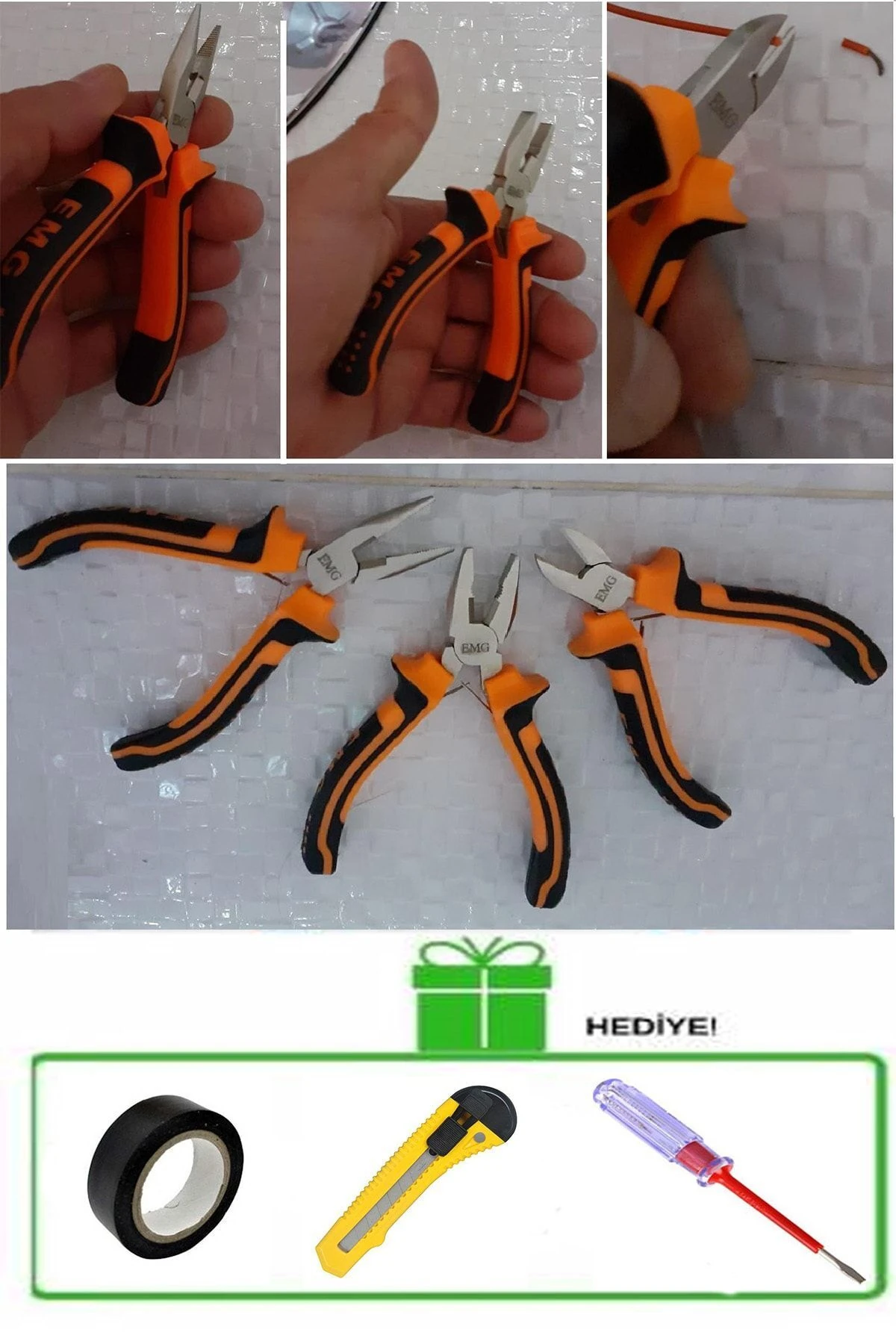 Mini Elektronikçi Yankeski Pense Kargaburun Seti 3 Parça ve Hediyeleri