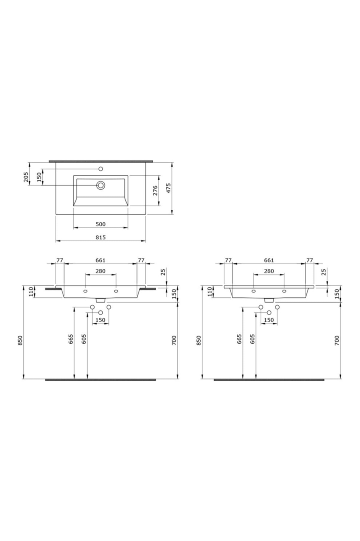 Milano Etajerli Lavabo 80 Cm Parlak Siyah 1113-005-0126