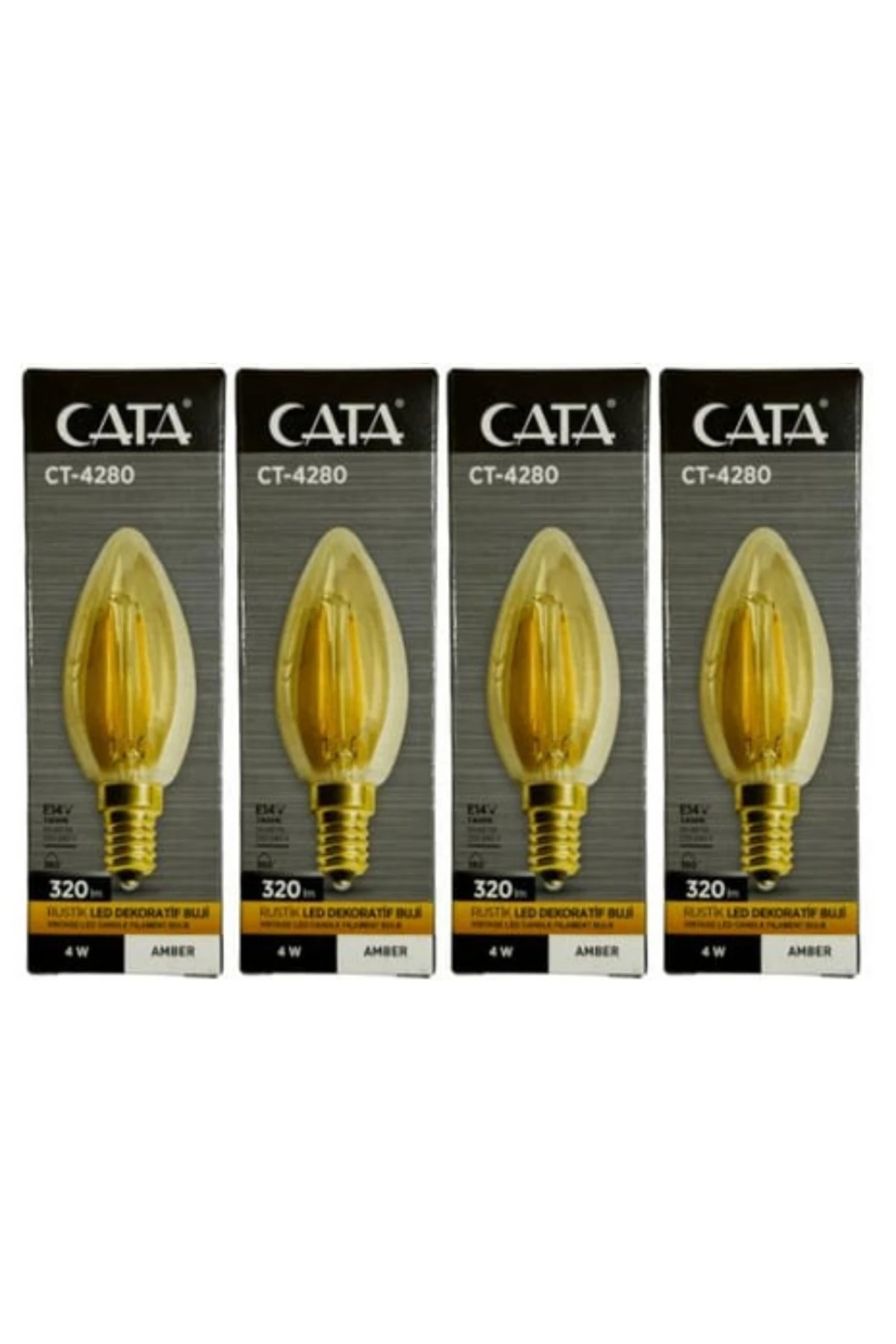 CT‑4280 4W E14 Amber Rustik LED Buji Ampül 4 Adet