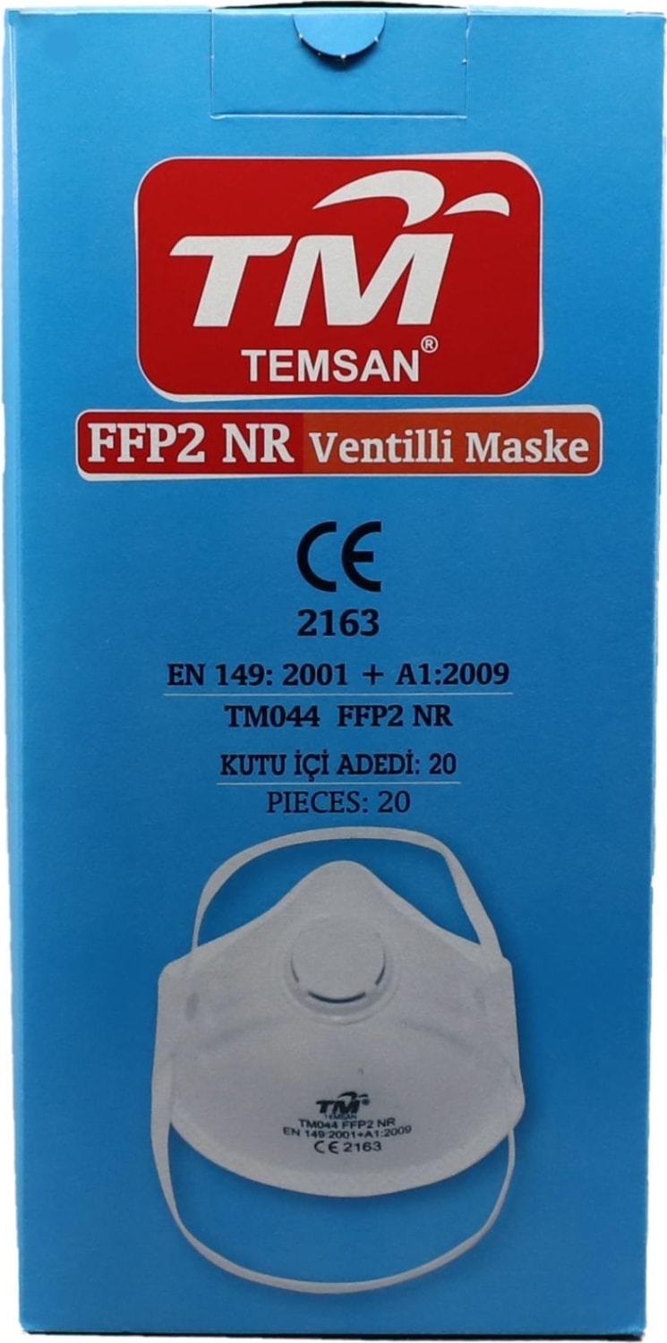 Tm  Beyaz Ventilli Ffp2 Nr Toz Iş Güvenlik Sanayi Boya Konik Maske - 20 Adetlik Paket