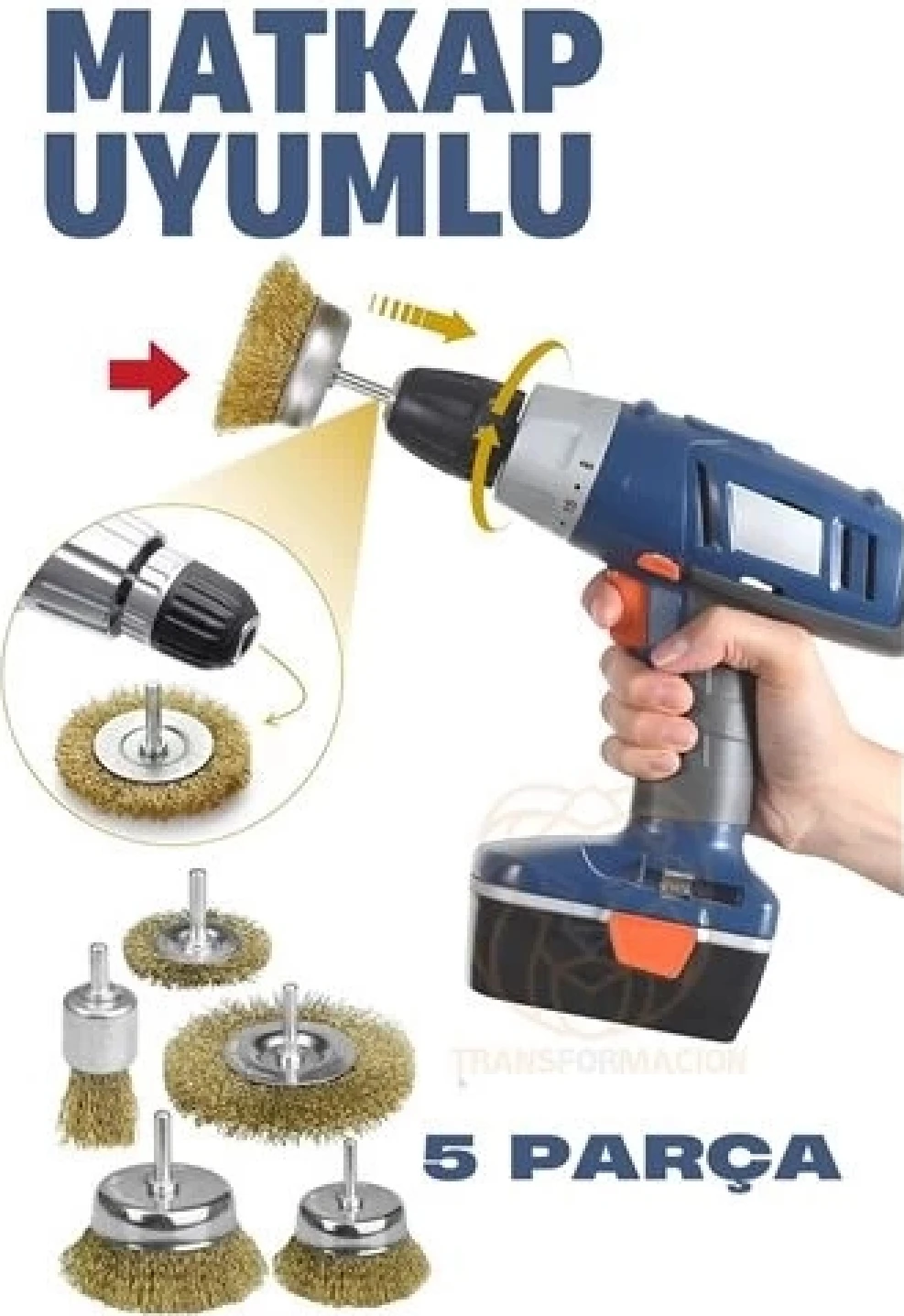 Matkap Uyumlu Saçaklı Pimli Tel Fıça Fırça Seti 1/4 Inç