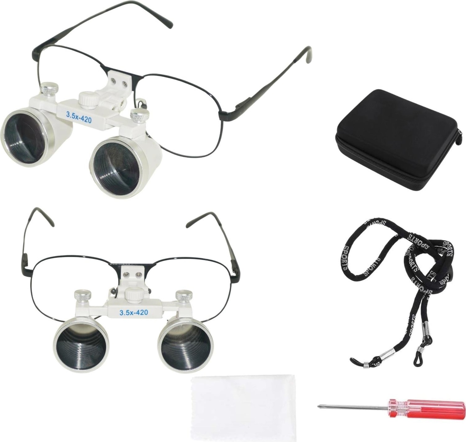 Hiperlupa ST375 Ince Çerçeve Cerrahi Loupes Büyüteç Gözlük 3.5X420 Değişken Pupil Mesafeli Beyaz