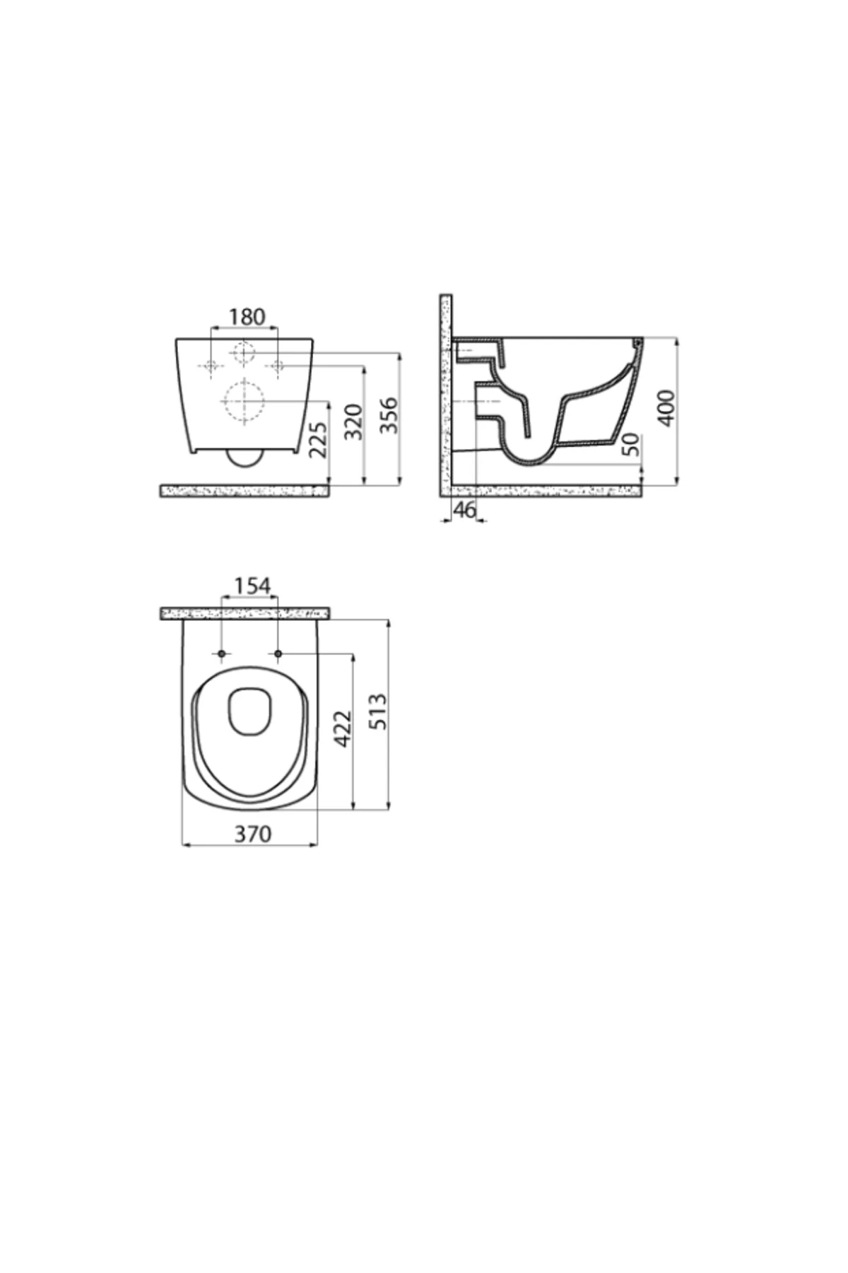 EG321 Elegant Kanalsız Duroplast Yavaş Kapanan Klozet Kapaklı Kömür Karası Mat Siyah Set