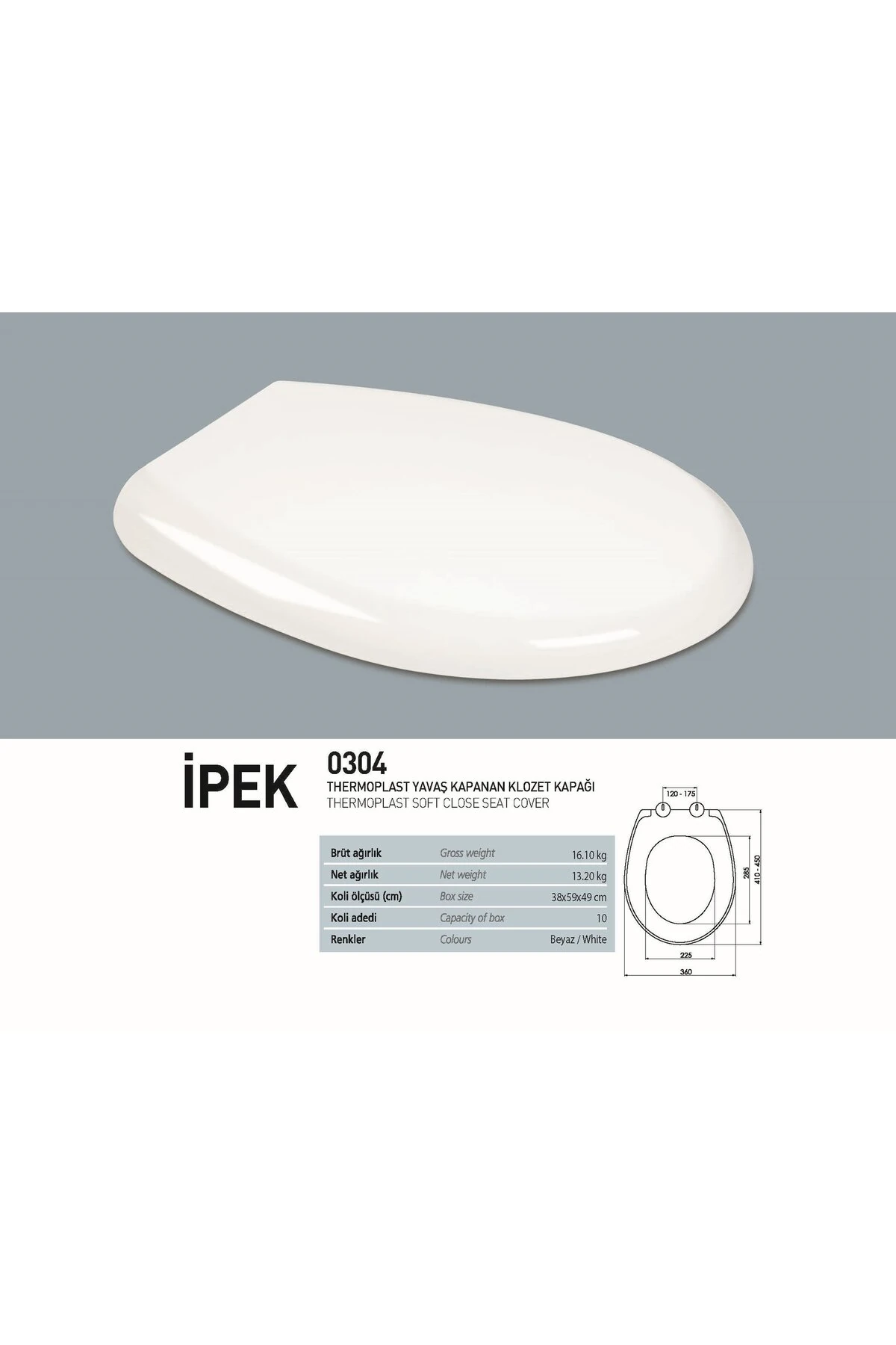 Pera Beyaz Kanalsız Kanalsız Asma Klozet PR3510, Nkp İpek Yavaş Kapak