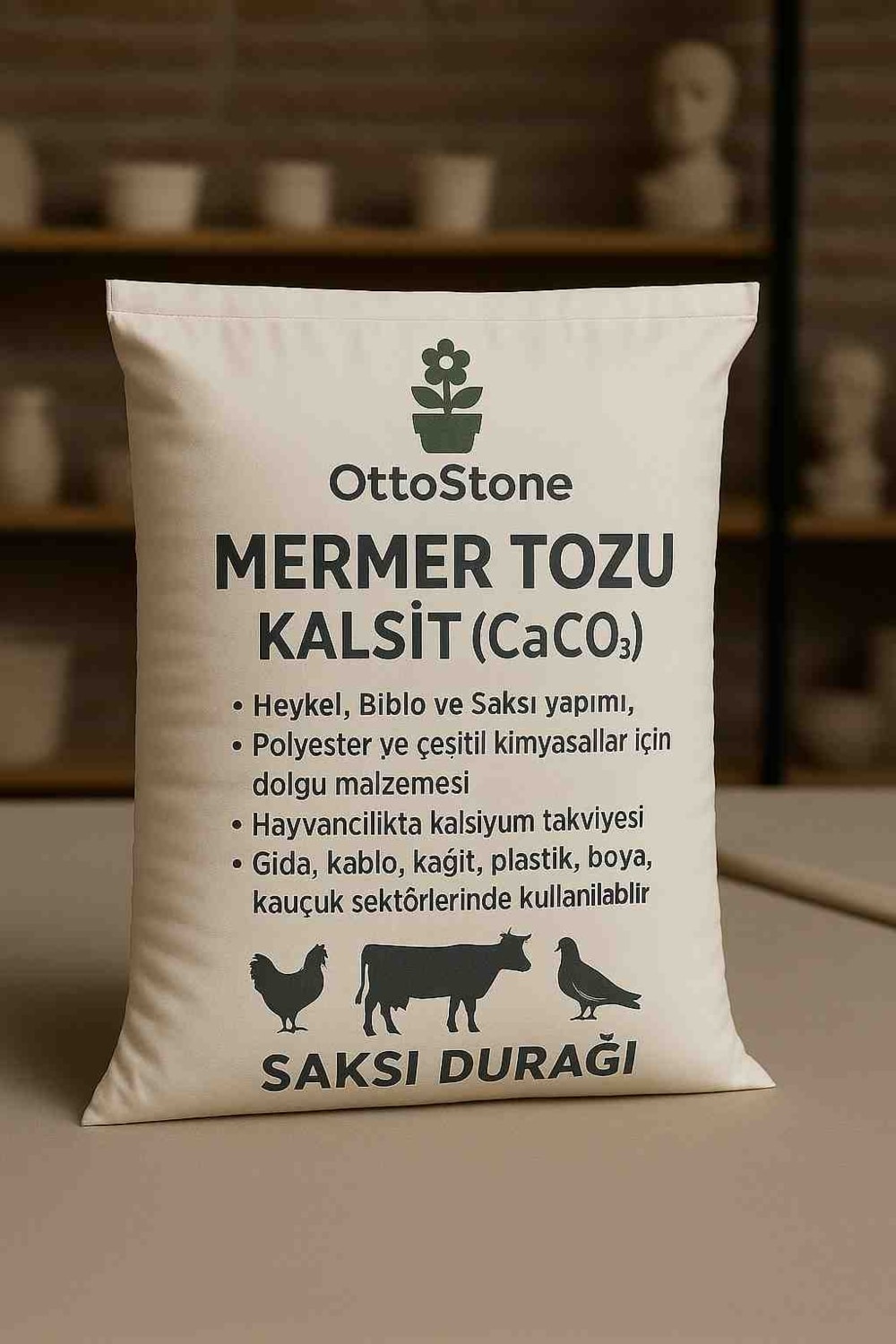 0-2 Mikron Toz Formunda Doğal Mermer Tozu (Caco3) Kalsit