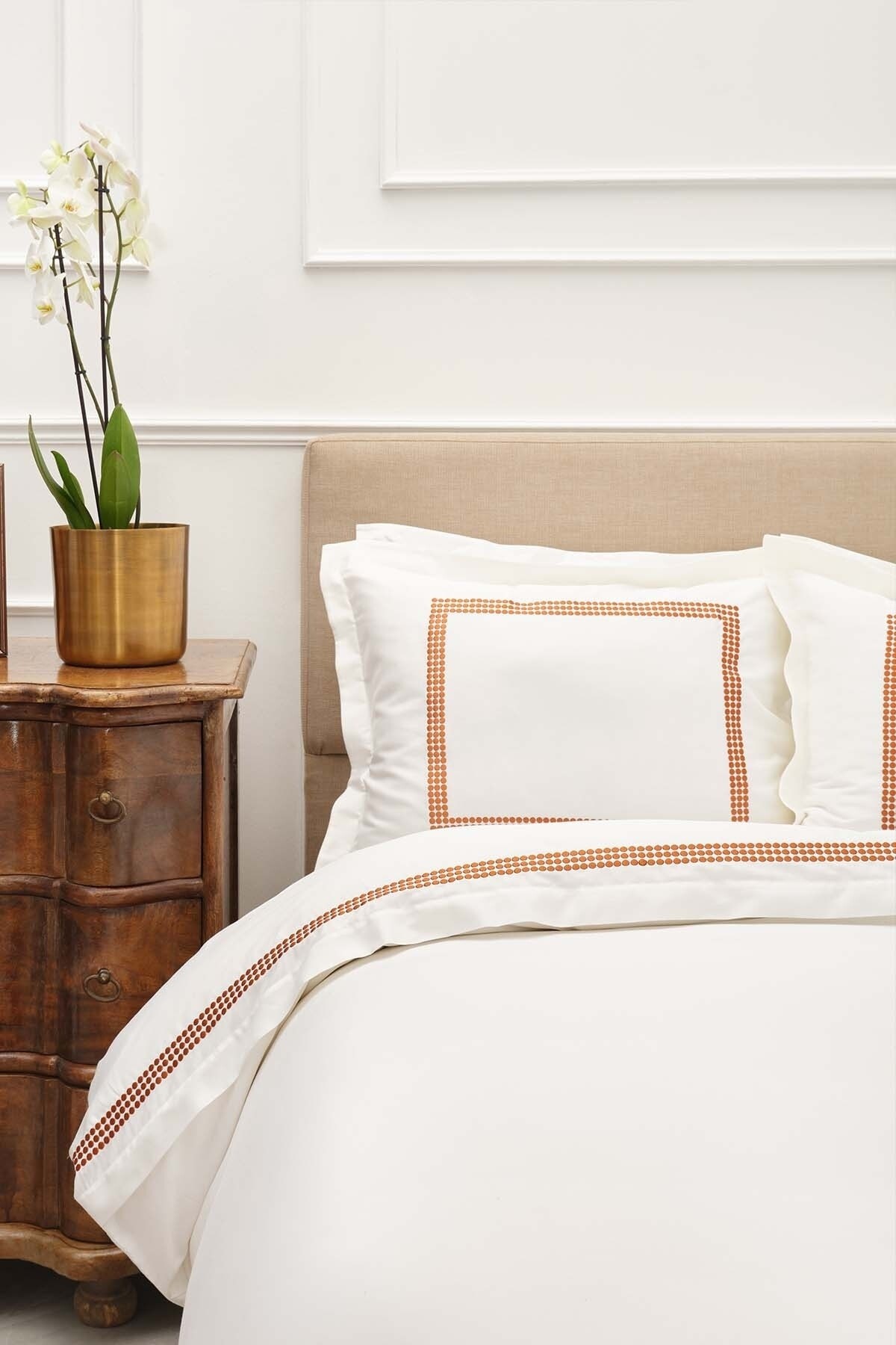 White Col Azure Hardal Çift Kişilik Percale Nevresim Takımı