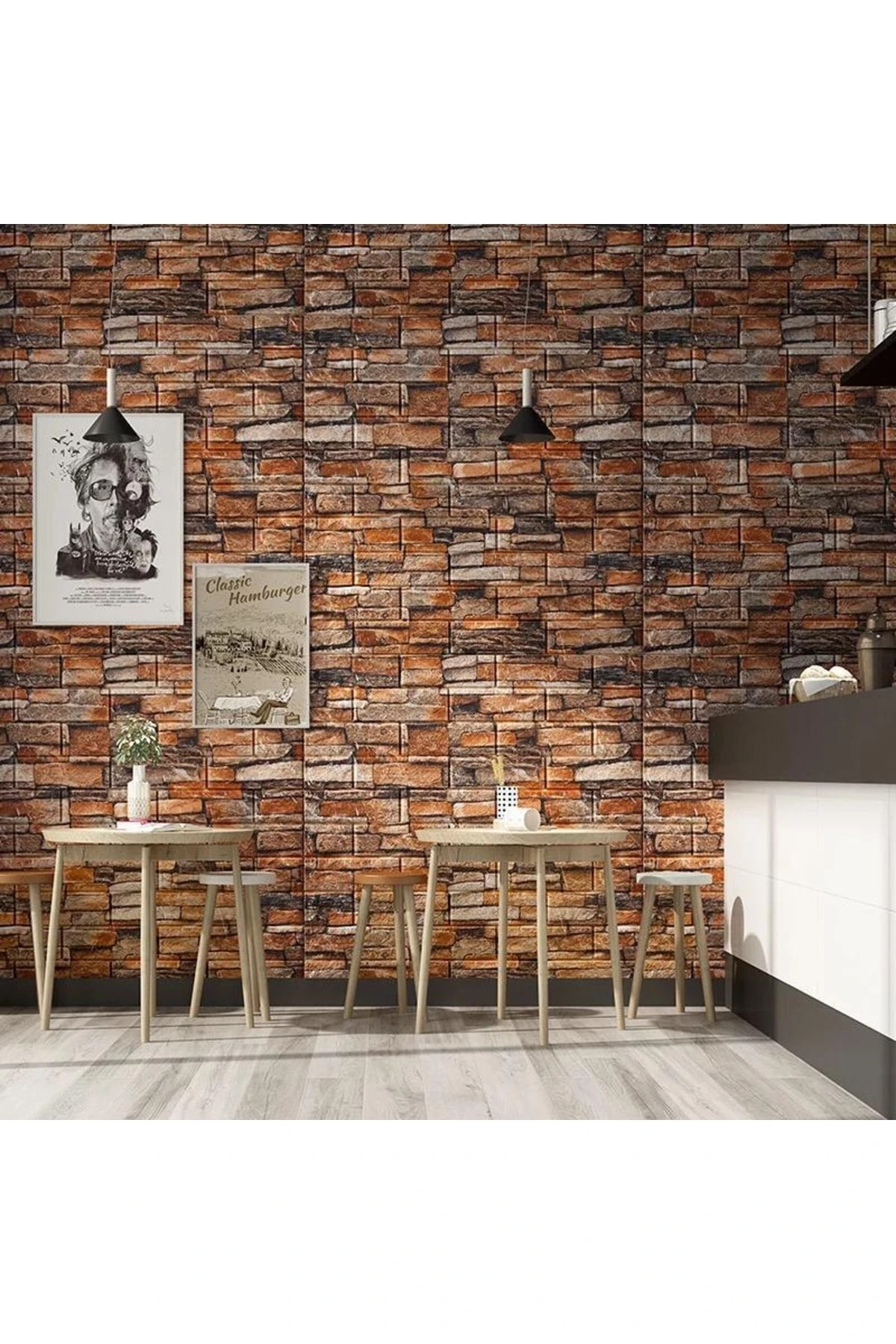 Nw47 Koyu 3d Taş Kendinden Yapışkanlı 3d Dekoratif Duvar Paneli