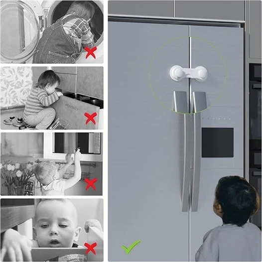 Bebek Çocuk Güvenliği Çekmece ve Dolap Için Kendiliğinde Yapışkanlı Vidasız Kapak Kilidi (5263)