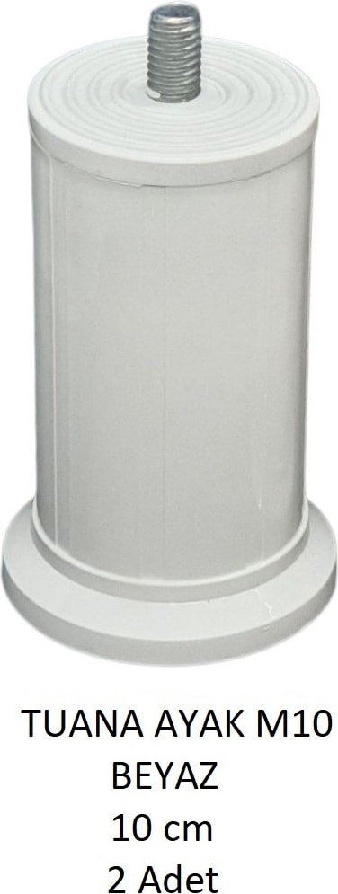 10 cm Beyaz Baza, Yatak, Koltuk, Kanepe Ayağı Civatalı M10 (Kalın Diş) (2 Adet)