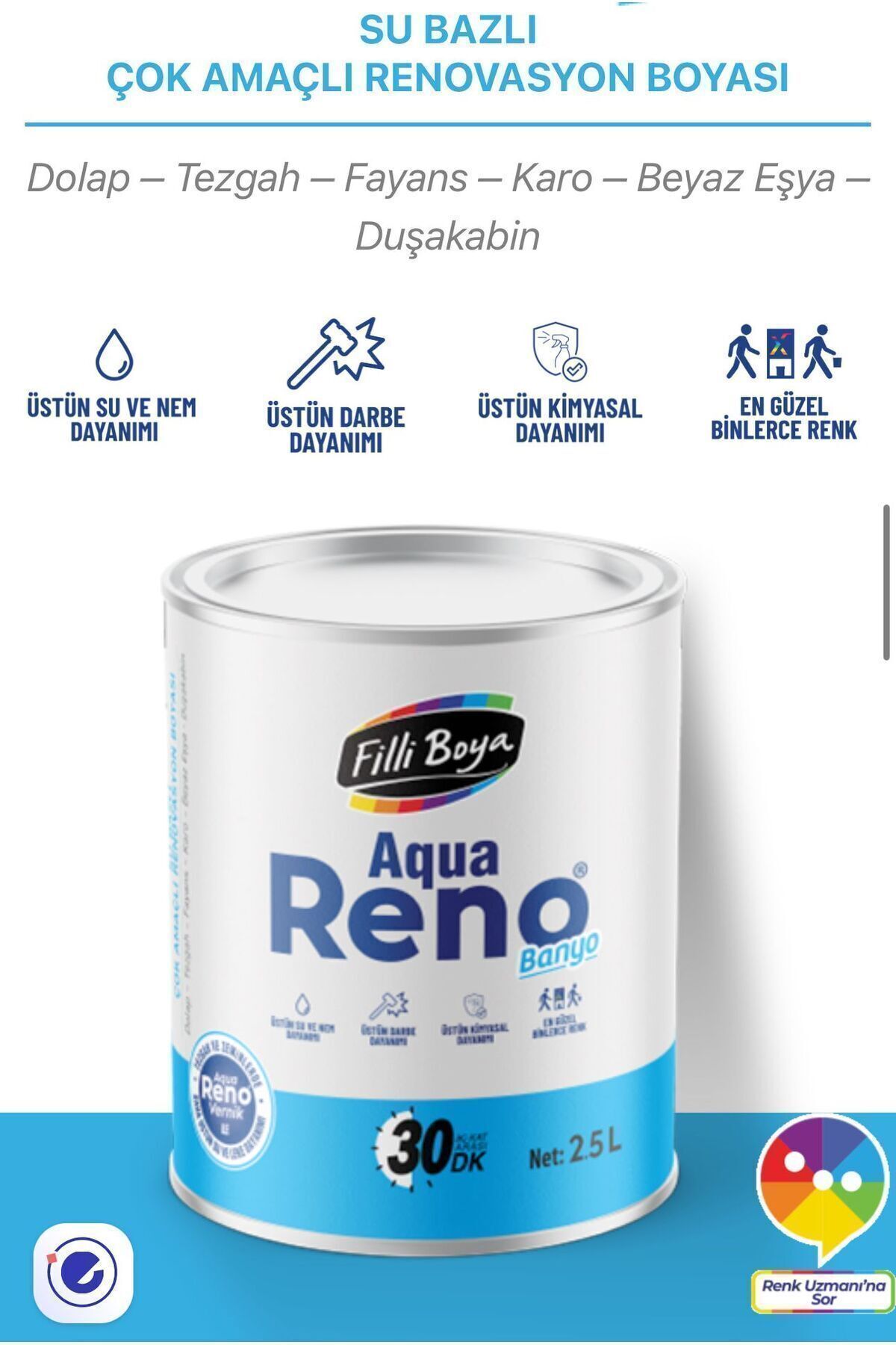 Boya Aqua Reno Banyo 2.5 Lt - (TÜM RENKLER)