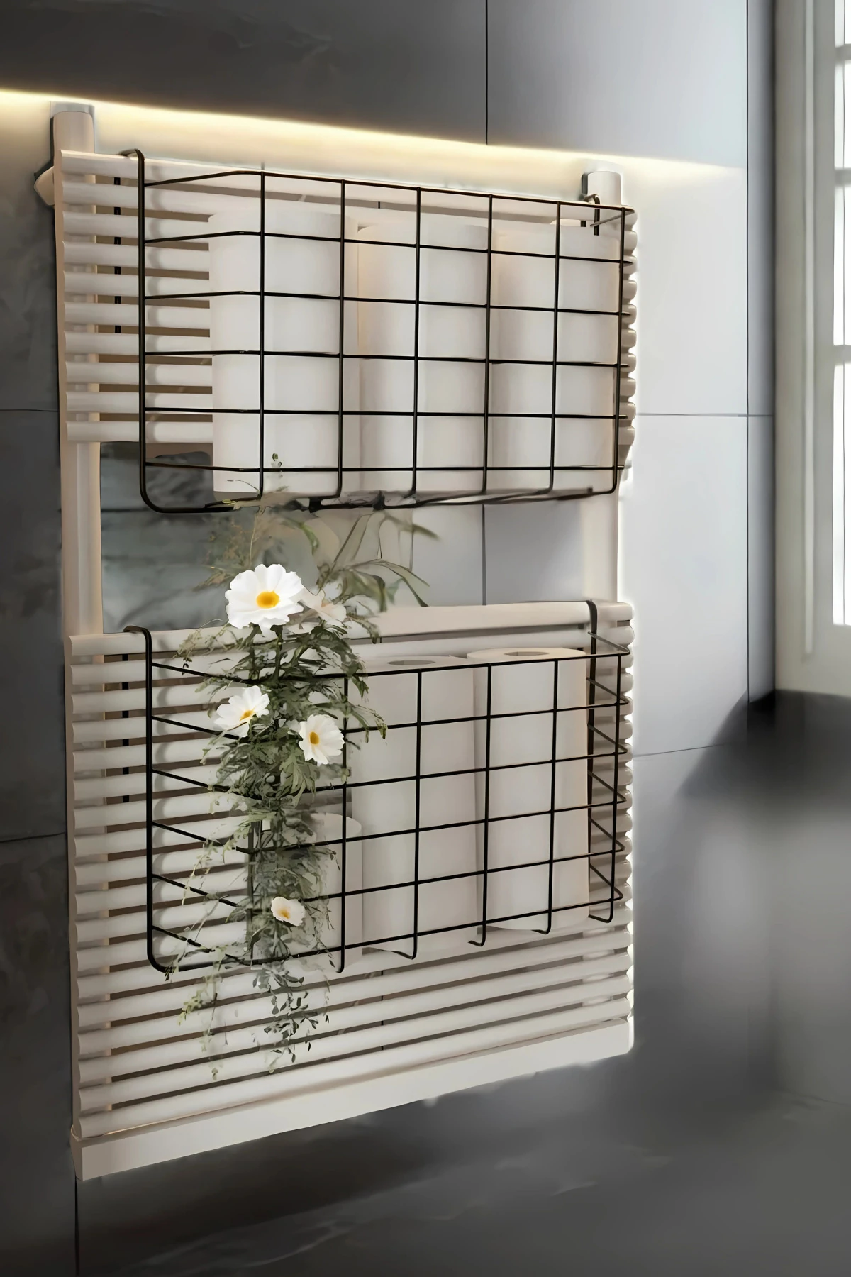 2 Adet Asılabilir Havlupan Düzenleyici Banyo Havluluk Kurutma Sepeti Tuvalet Kağıdı Organizeri