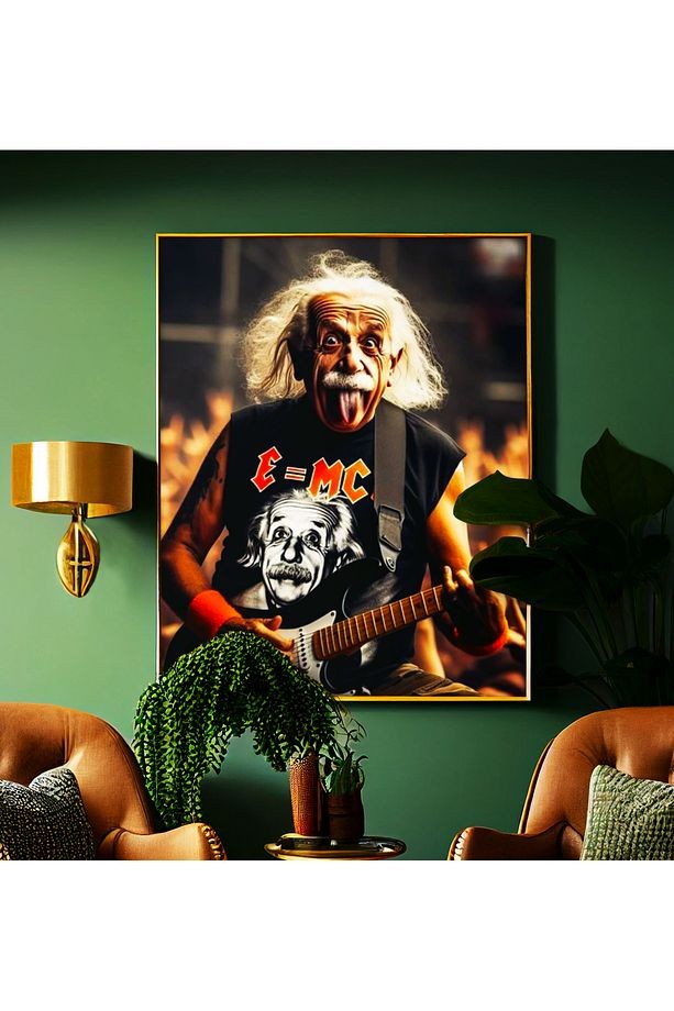 Özel Tasarım 4mm Tamperli Uv Baskı Cam Tablo Ev Ofis Duvar Dekor Hediyelik Tablo einstein,gitar
