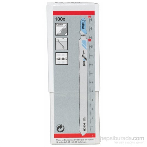 BOSCH - Ekonomik Seri Metal İçin T 318 A Dekupaj Testeresi Bıçağı - 100'Lü Paket