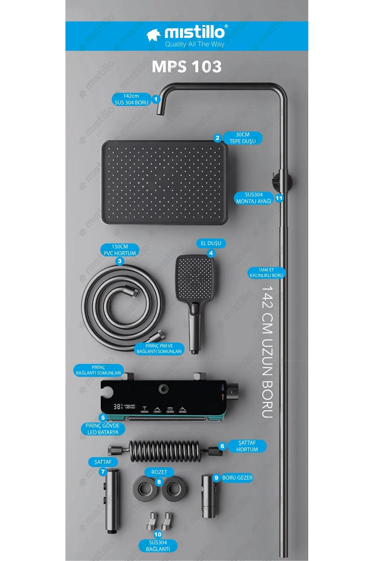 Piyano Robot Duş Seti