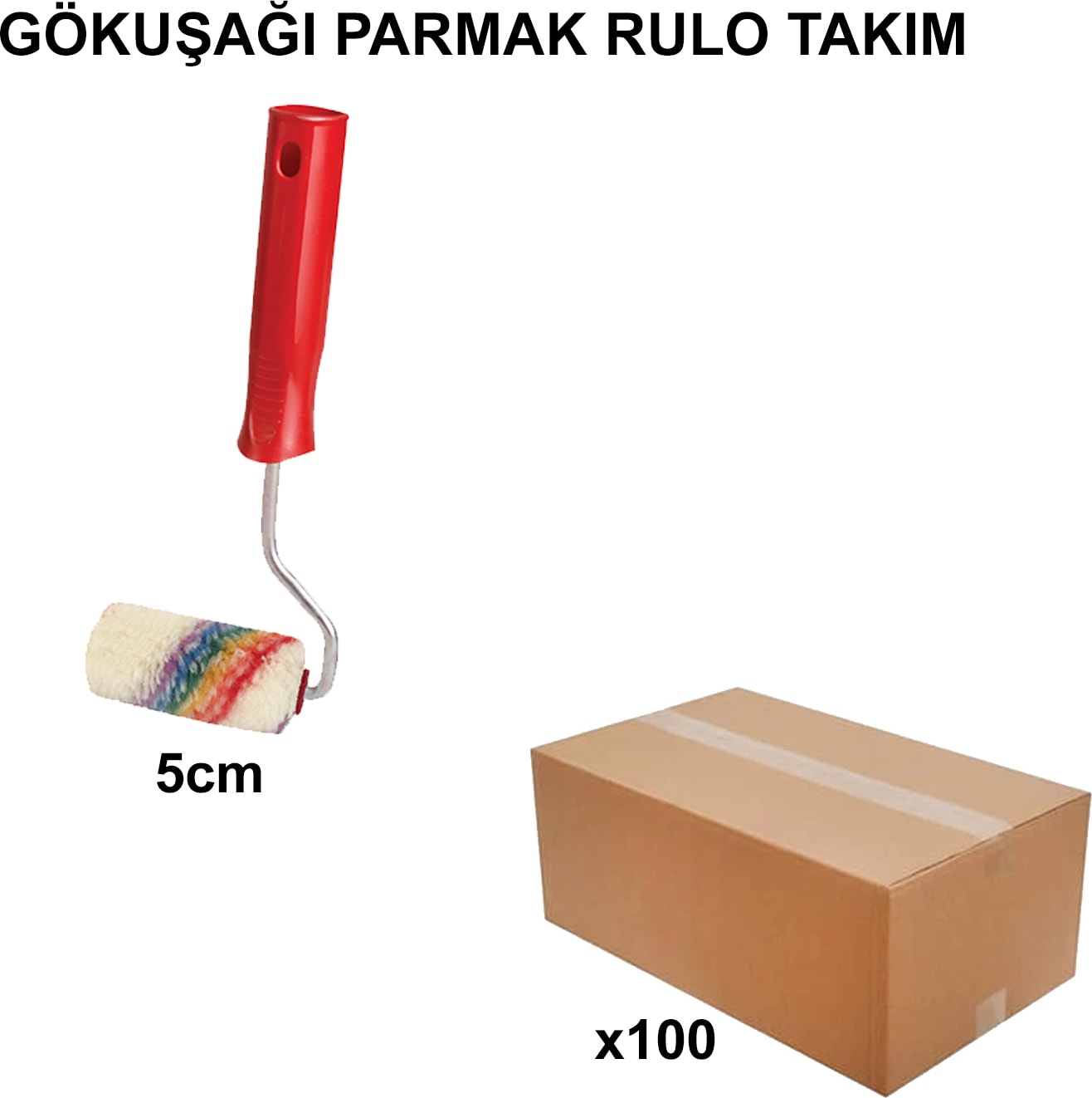 Izmir Fırça Arge Toptan Gökkuşağı Parmak Rulo Takım 5 CM-100 Adet 011021