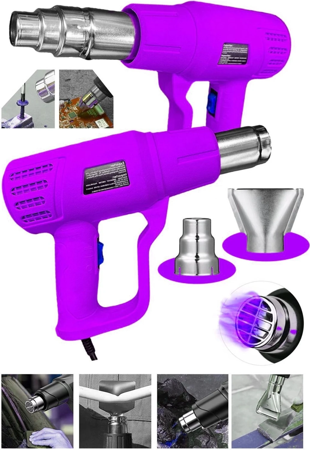 Alman Seri 4500 Watt Pro Darbeye Dayanıklı Bakır Sargılı Rezistans 2 Kademeli Sıcak Hava Tabancası