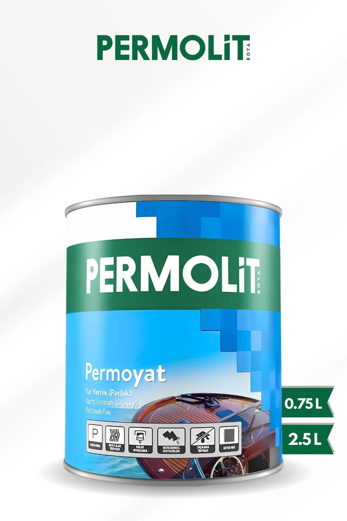 Permoyat Yat Vernik Parlak - (0,75 Lt - 2,5 Lt) UV Korumalı, Süper Parlak Ahşap Koruyucu