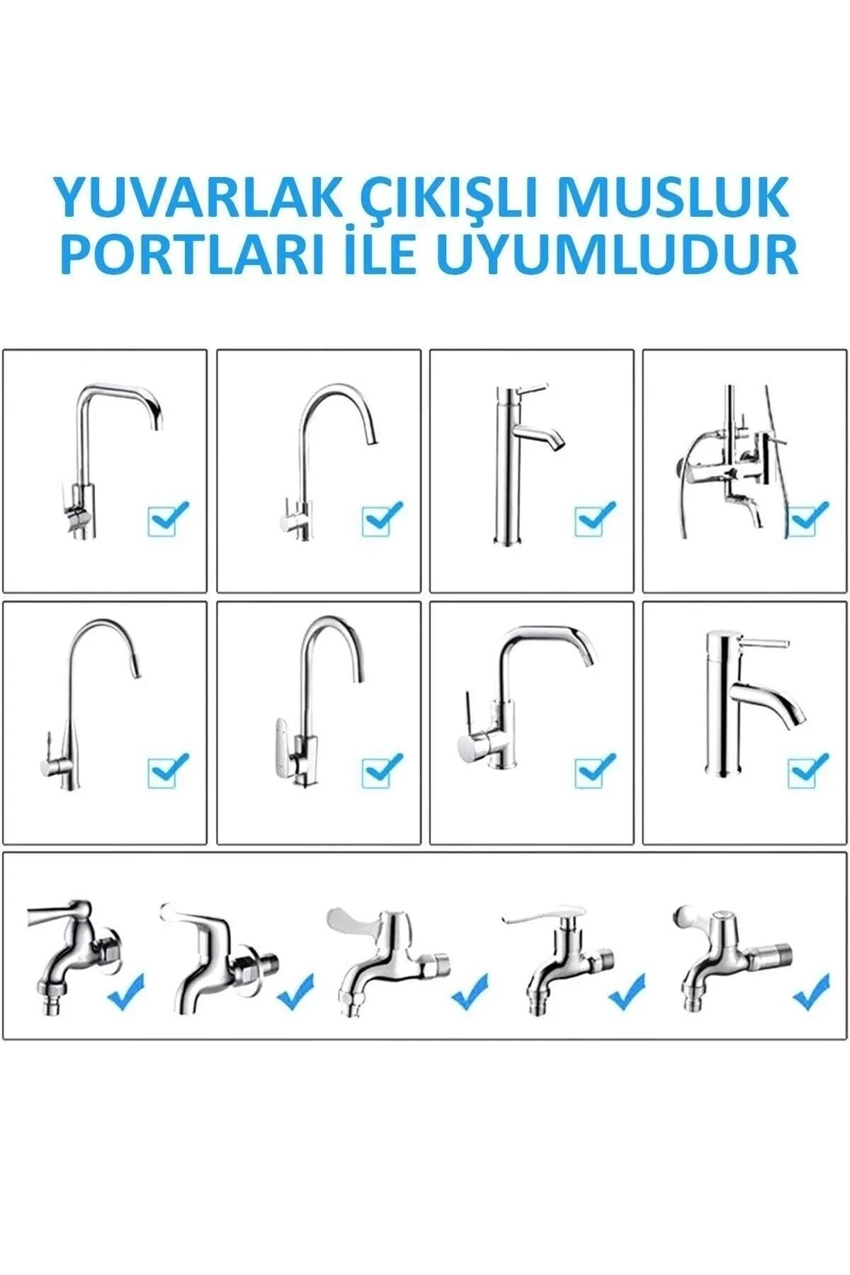 Musluk Başlığı Ucu Aparat Başlık Ekonomik Su Tasarruflu Mutfak Banyo Batarya 3 Fonksiyonlu Uçluk
