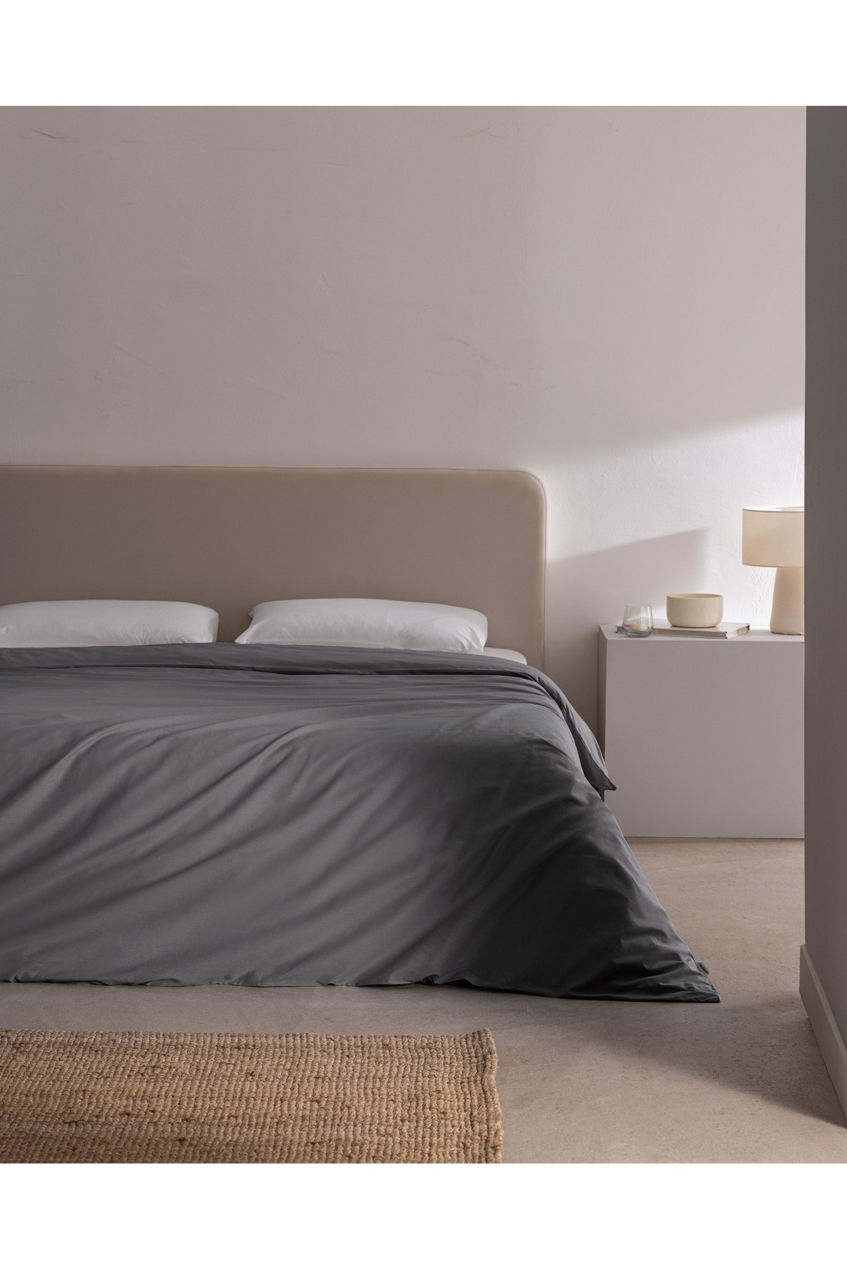 Manon King Size %100 Pamuk Ranforce Düz Nevresim - Antrasit