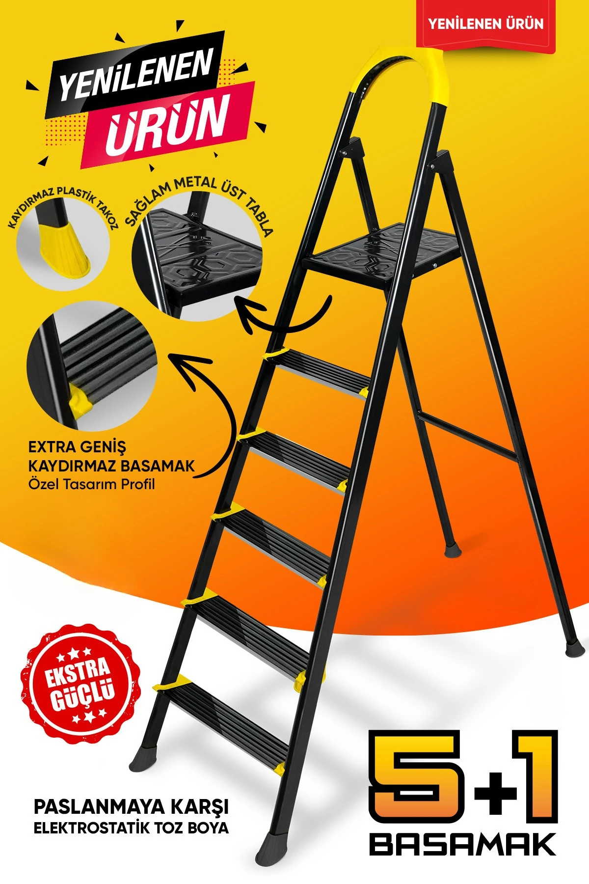 Hardy 5+1 Basamaklı Özel Tasarım Hafif Merdiven Tyc00573701866