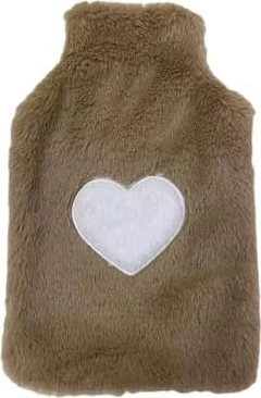 Sıcak Su Torbası Peluş Kalpli,bej Termofor 27X17CM 1 Litre
