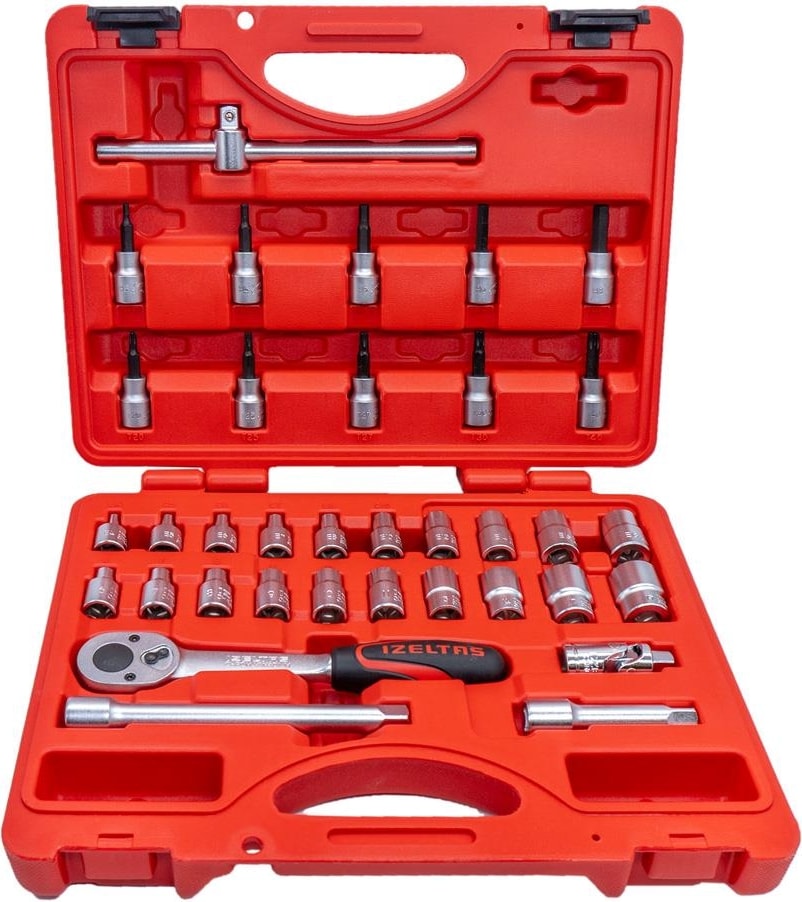 Izeltaş 3/8" 6 Köşe Lokma Anahtar ve Lokmalı Allen Set 35 Parça