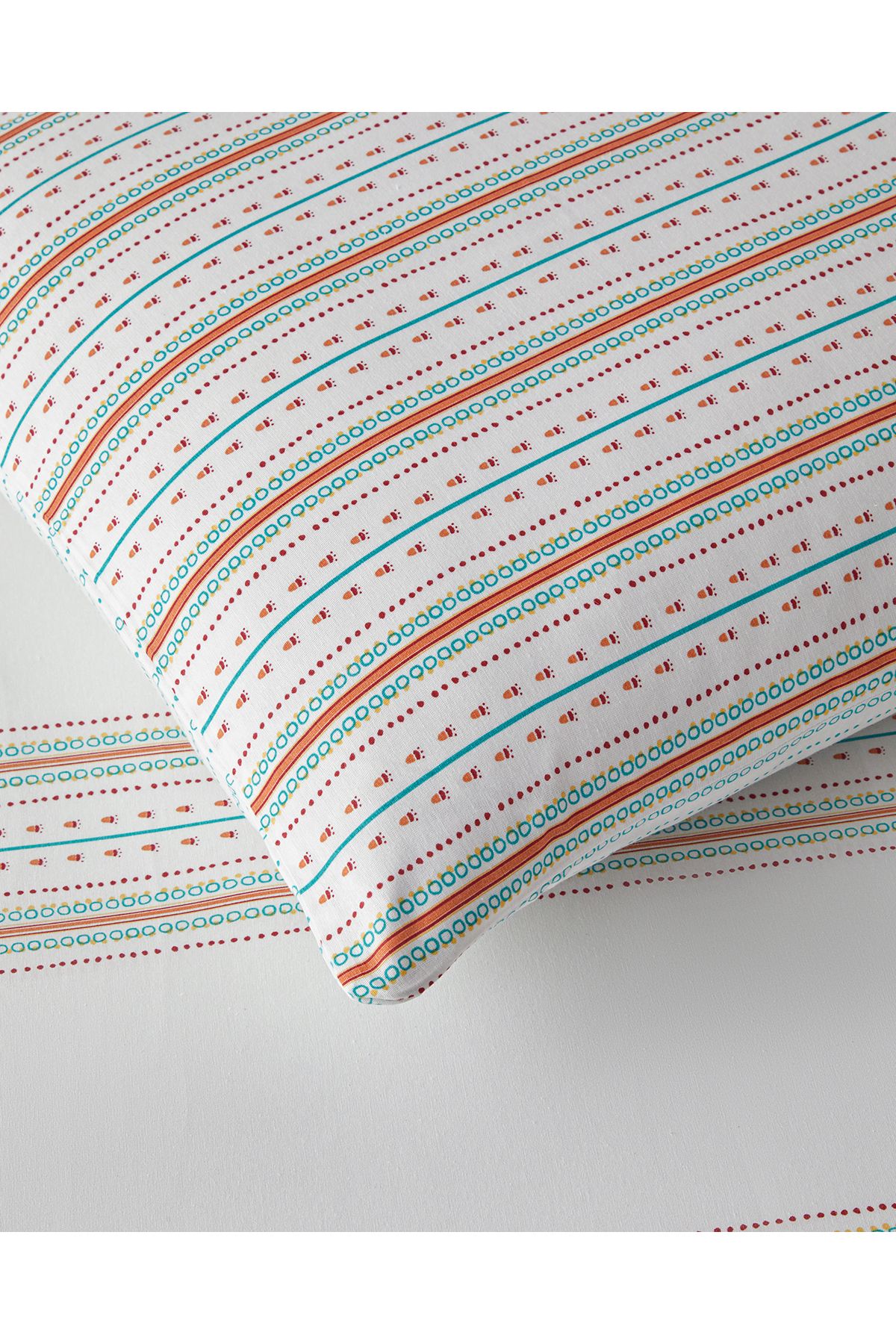 Rhythmic Line Kolay Ütülenir Çift Kişilik Nevresim Takımı 200x220 cm Turuncu-yeşil