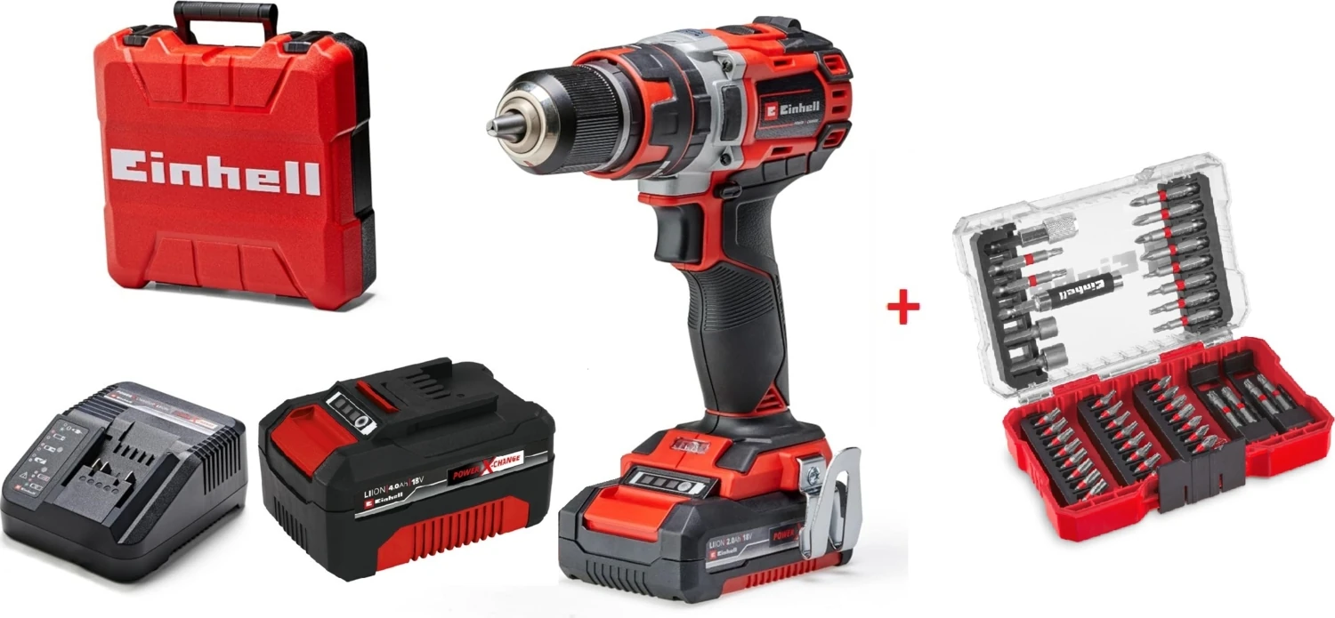 Professional Tp-Cd 18/50 Li-I Bl ( 2AH + 4AH ) Akülü Darbeli Vidalama +  Vidalama Uç Seti 42 Parça M-Case Kutu