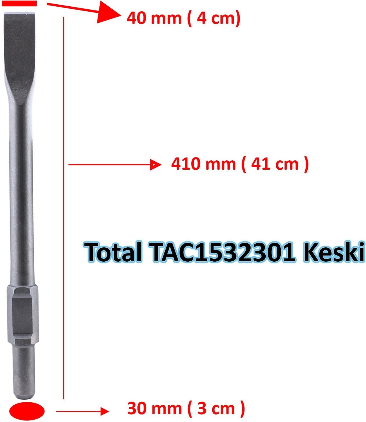 Kırıcı Hilt Uç Ucu Altıgen Düz Total TAC1532301 Keski 30X410X35 mm