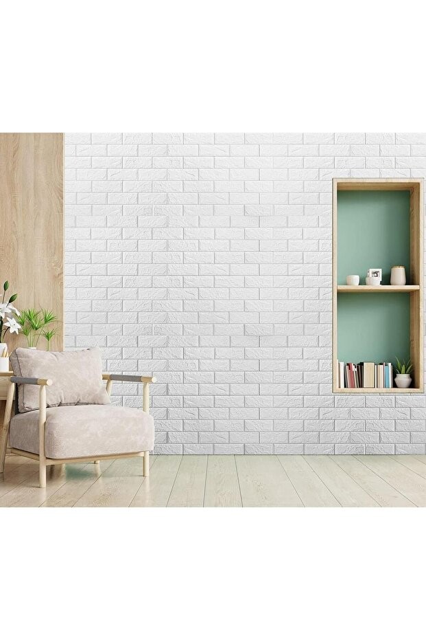 5 Adet 70cmx77cm 2,5 M2 Beyaz Kendinden Yapışkanlı Duvar Paneli Kağıdı