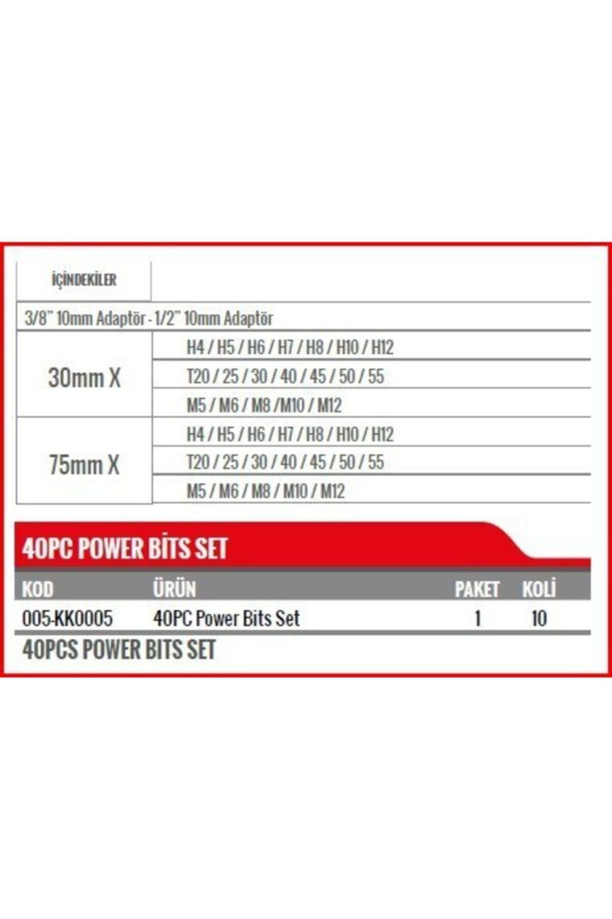 40 Parça Kaplamalı Power Bits Set Lokma Takımı