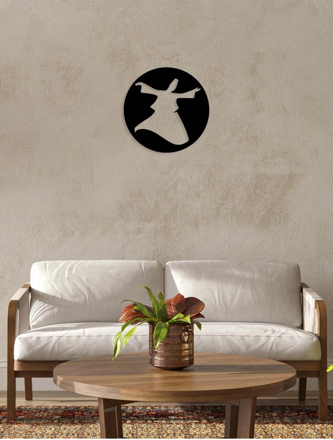 -Sufi Semazen Islami Metal Tablo - Islami Ev Dekorasyonu - Dini Duvar Tabloları - 50 X 50 - Cm - Sıyah-Islm-188