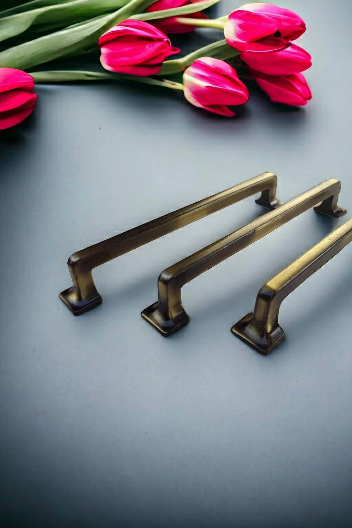 160 mm Canik Serisi Antik Sarı Dolap ve Çekmece Kulpu, Metal Eskitme Dolap ve Çekmece Kulpları