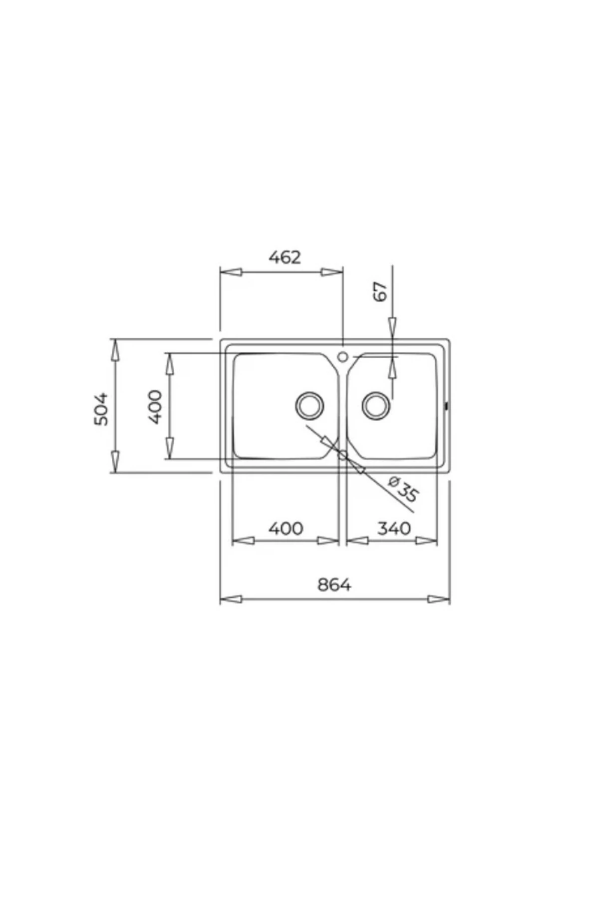 Brooklyn 90 M-xp 2 Gözlü Paslanmaz Çelik Tezgah Üstü Evye