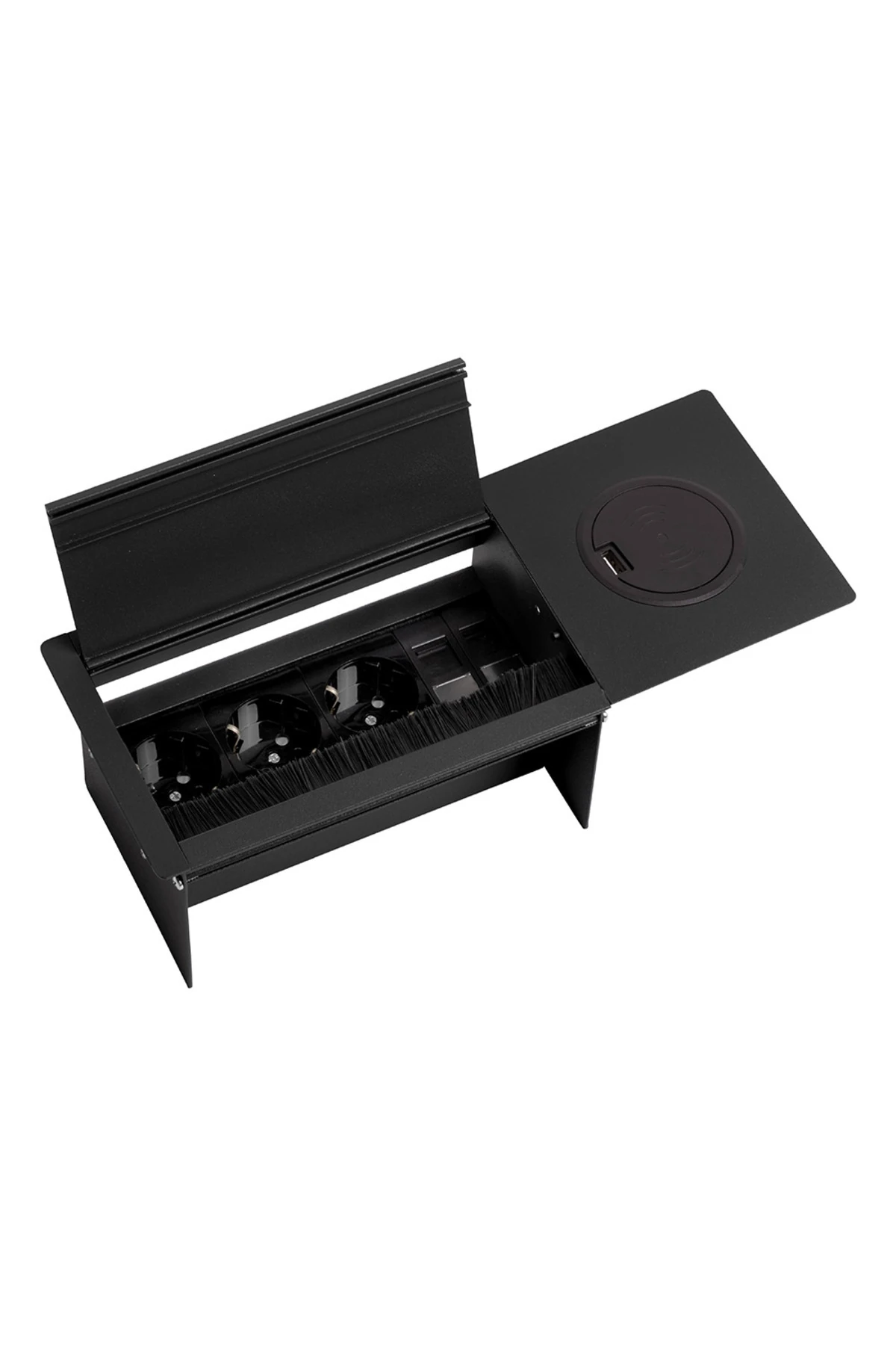 Vega Wireless Serisi Temassız Şarjlı Masa Prizi Siyah