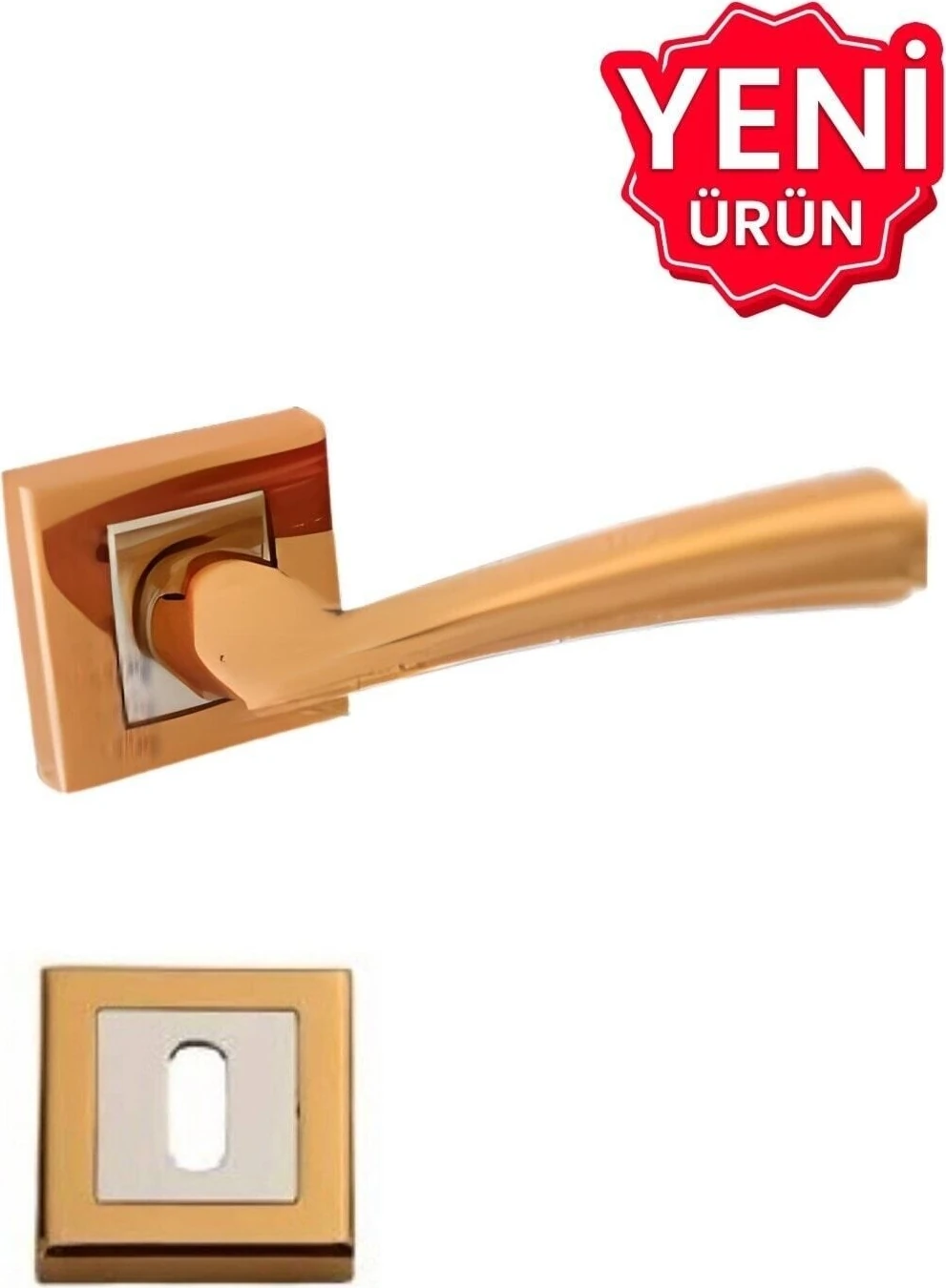 Paslanmaz Çelik Renkli Kare Rozetli Oda Kapı Kolu Takımı