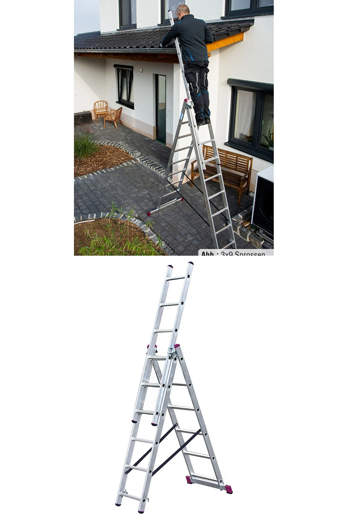 Katlanabilir Ev Çatı Ağaç Bahçe Için Merdiven Katlanır Pratik 7 Basamaklı Büyük Alüminyum Merdiven