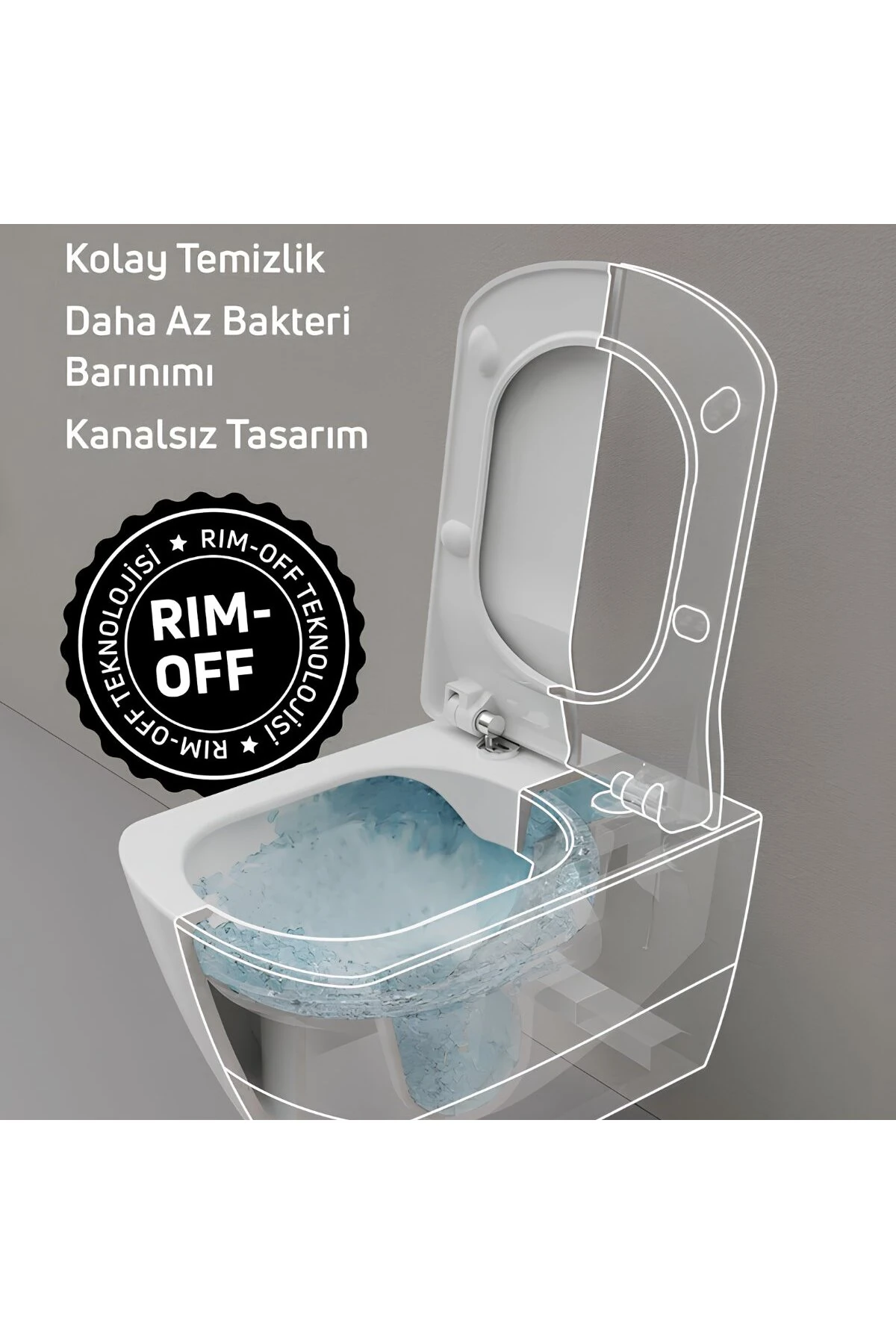 Elegant Mat Cappucino Kanalsız Asma Klozet EG321, Elegant Duroplast Yavaş Kapak