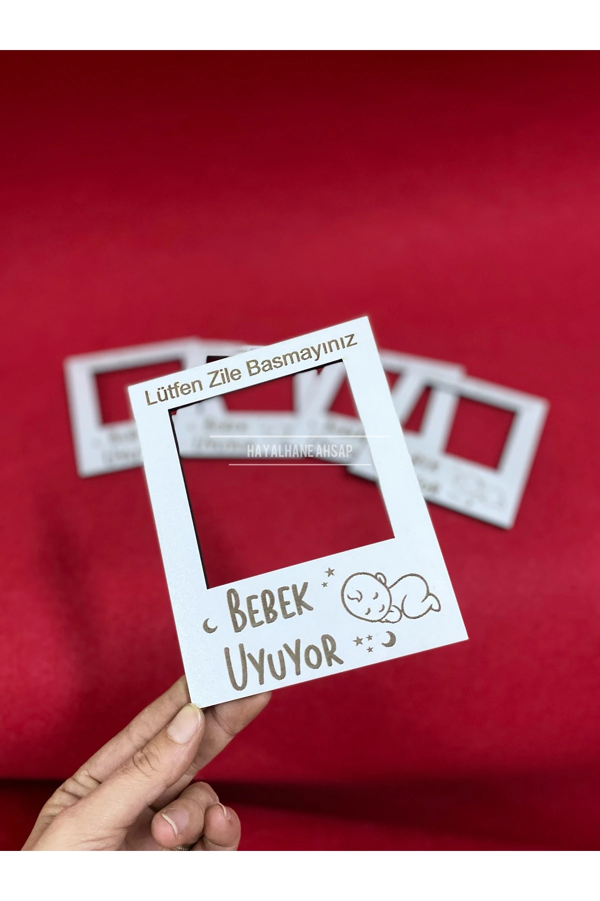 Bebek Uyuyor Lütfen Zile Basmayın Ahşap Kapı Zili Priz Süsü