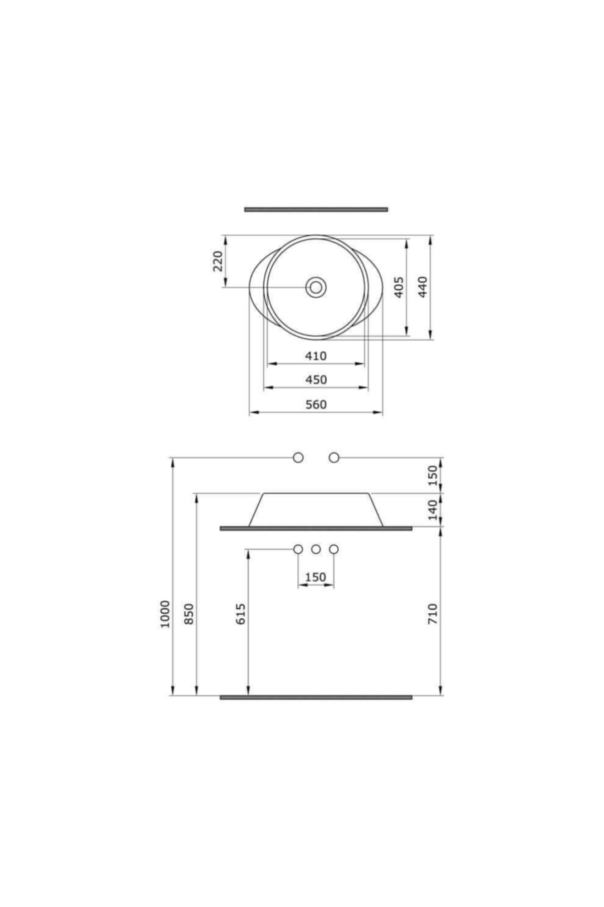 Venezia 56 Cm Çanak Lavabo Mat Beyaz