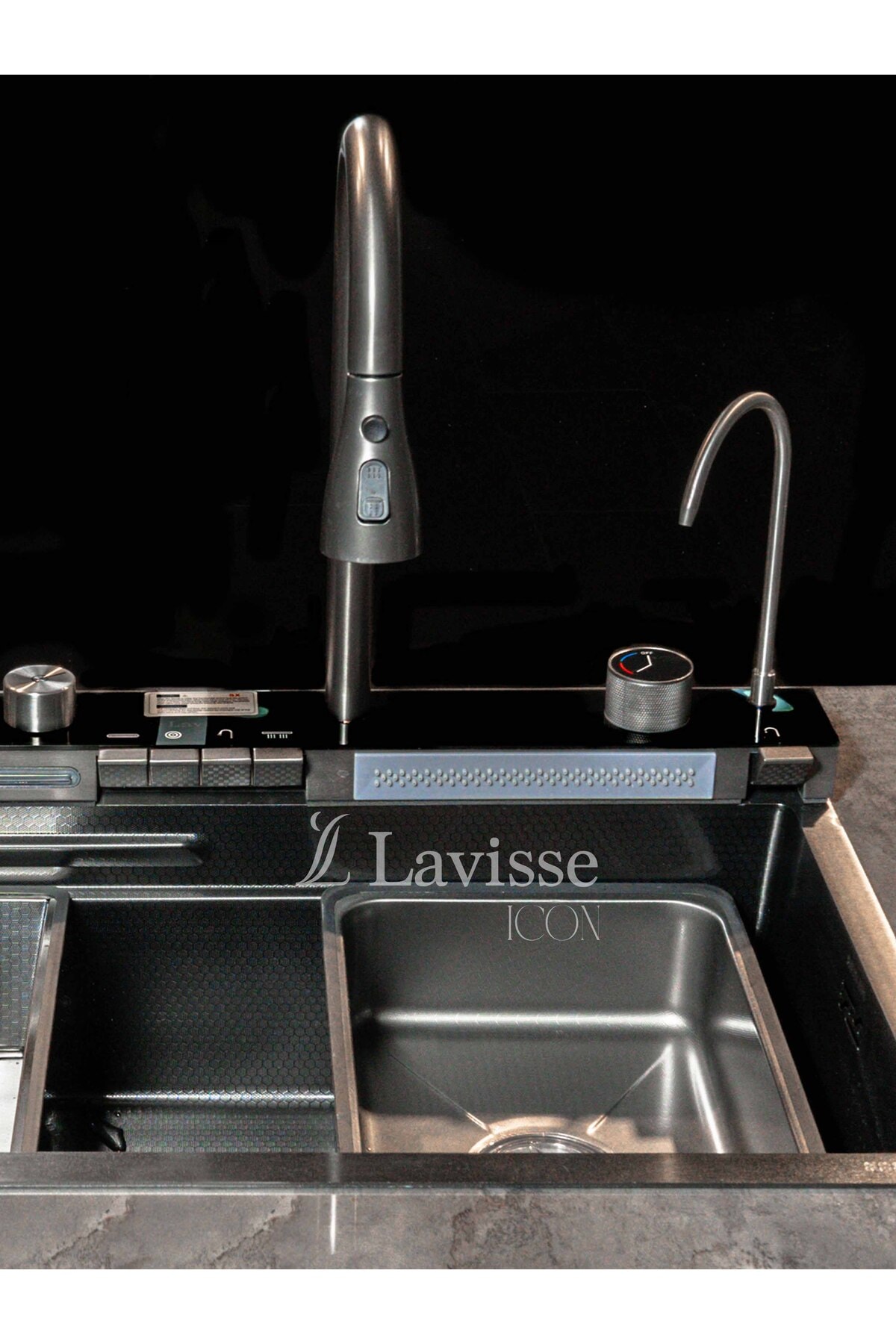 Icon Piyano Tuşlu Akıllı Eviye, Işıklı Honeycomp Çizilmez Fonksiyonlu Teknolojik Mutfak Evyesi