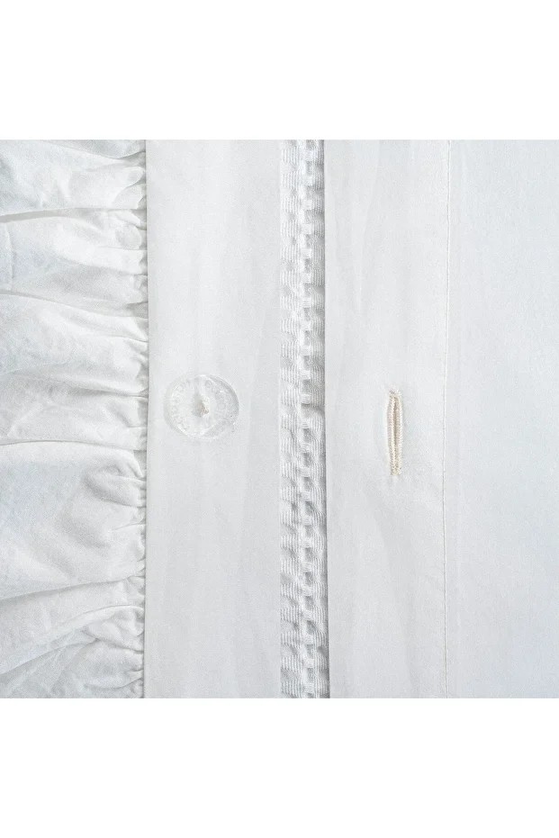 Ayda Çift Kişilik Nevresim Takımı %100 Organik Pamuk Dokuma Krem 200x220 Cm