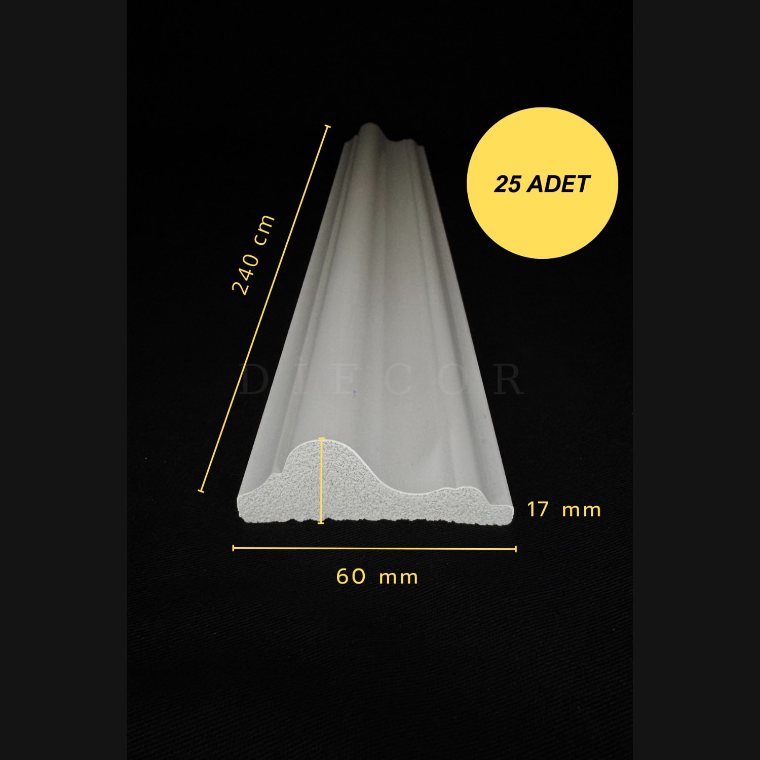 Dekoratif Boyanabilir 25 Adet 6 cm Eğimli Polistren Duvar Çıtası