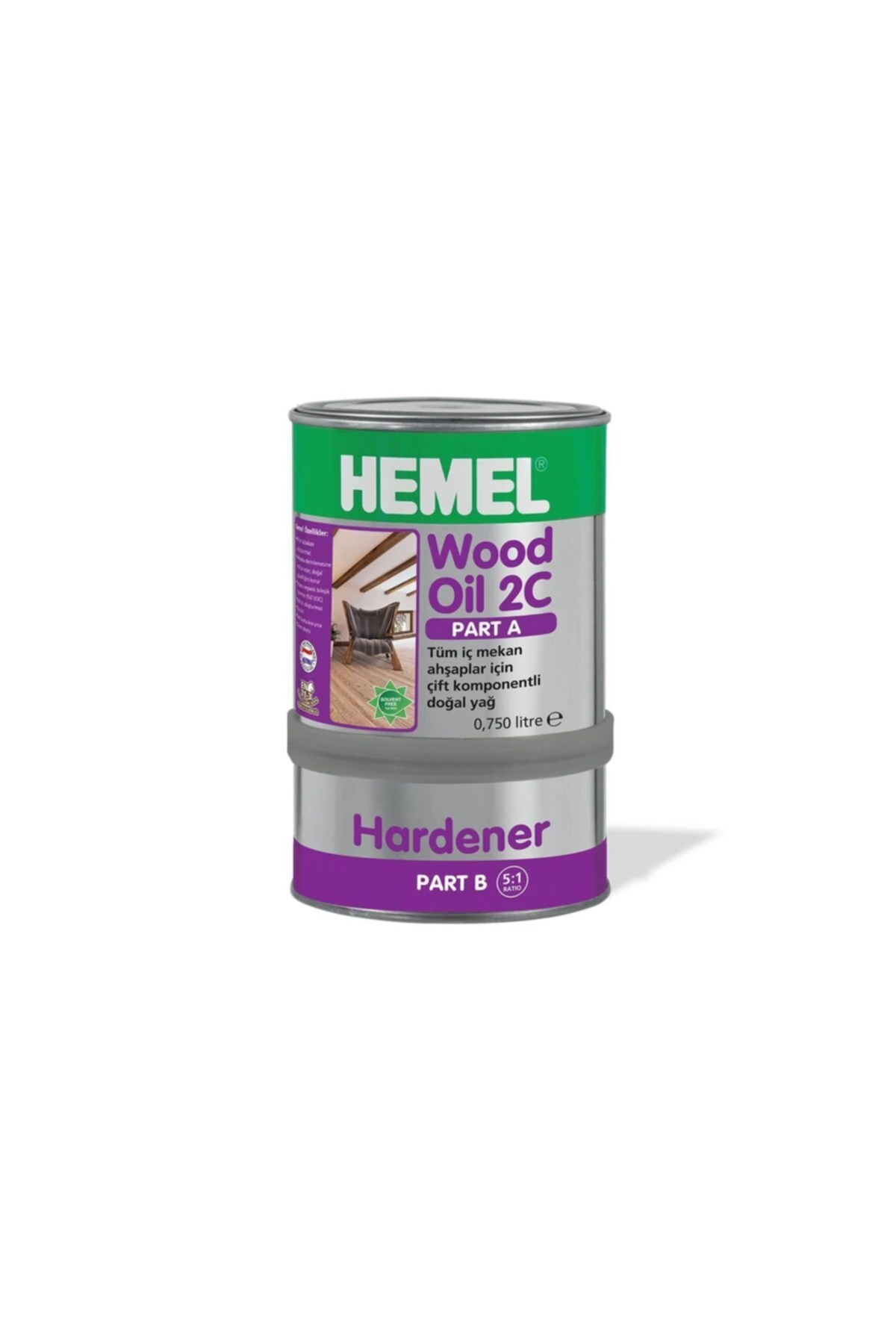 Wood Oil 2c-ahşaplar Için Çift Komponentli Yağ Englısh Color-0,300 Lt