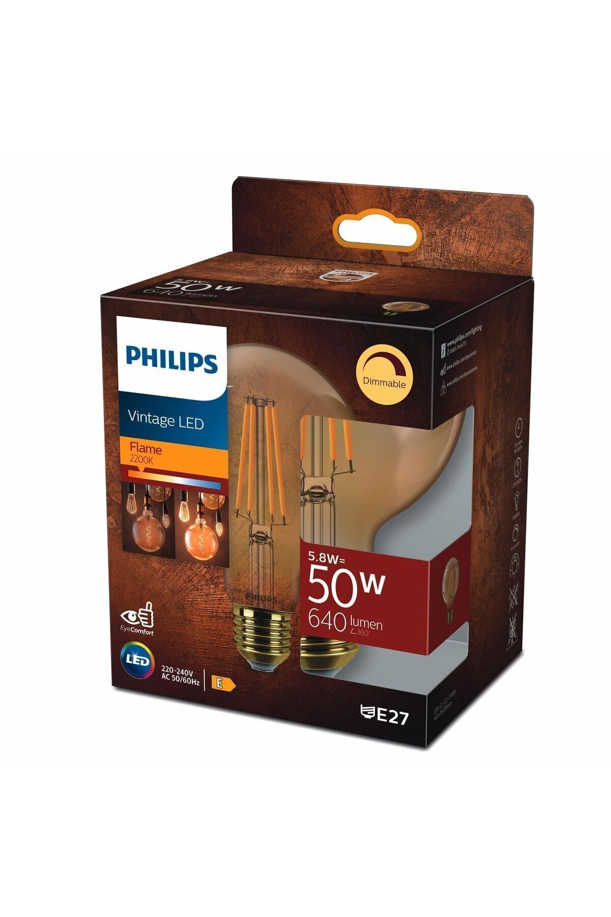 Filament Ampul Amber 50 W Sarı Işık G95 E27