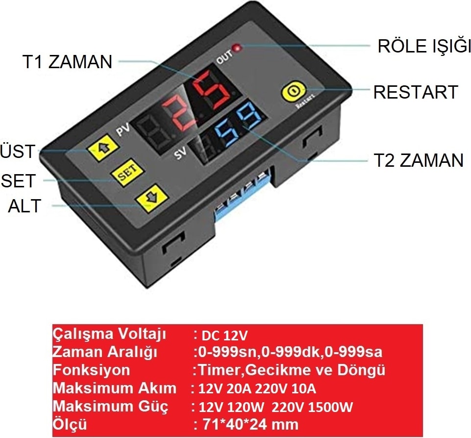 T3230 12V/20A Timer Zaman Rölesi