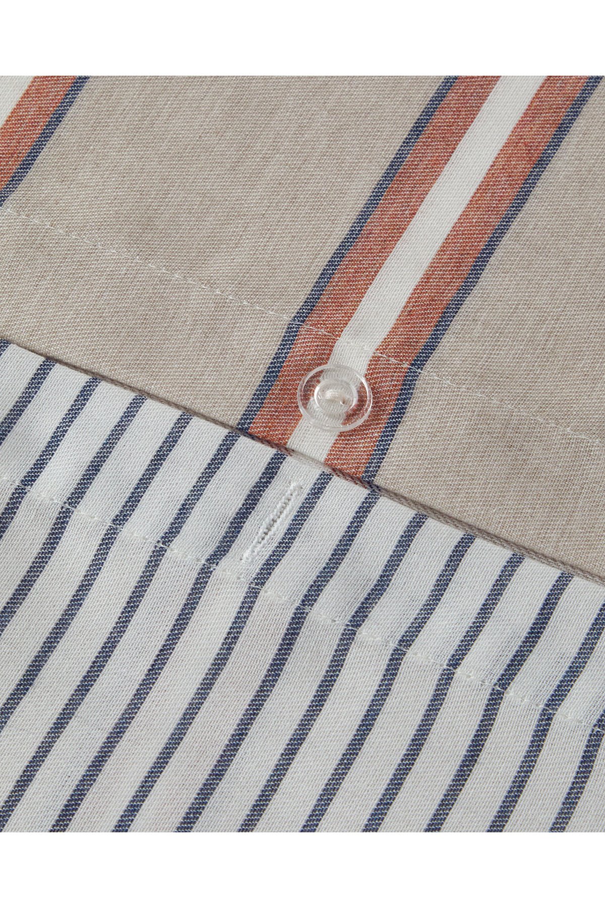 Cool Stripe İpliği Boyalı Çift Kişilik Nevresim Takımı 200x220 cm Terracota - Bej