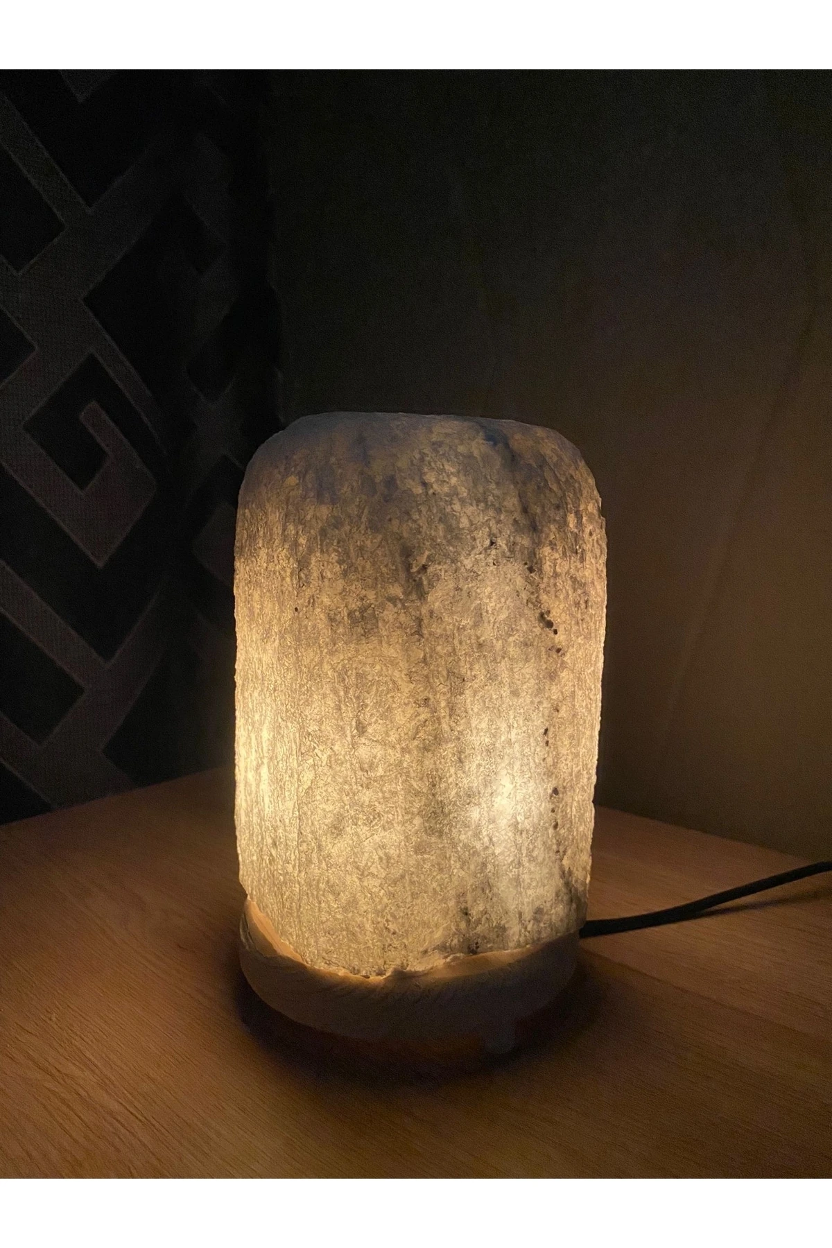 Çankırı Kaya Tuz Lambası 3 - 4 Kg (KABLO AMPUL) Kare Gece Lambası Açma Kapatma Anahtarlı